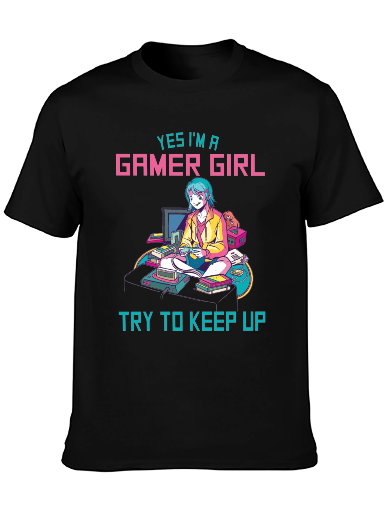 Black Gamer Girl Graphic Tee - Yes I'm A Gamer Girl - Keep Up view 3