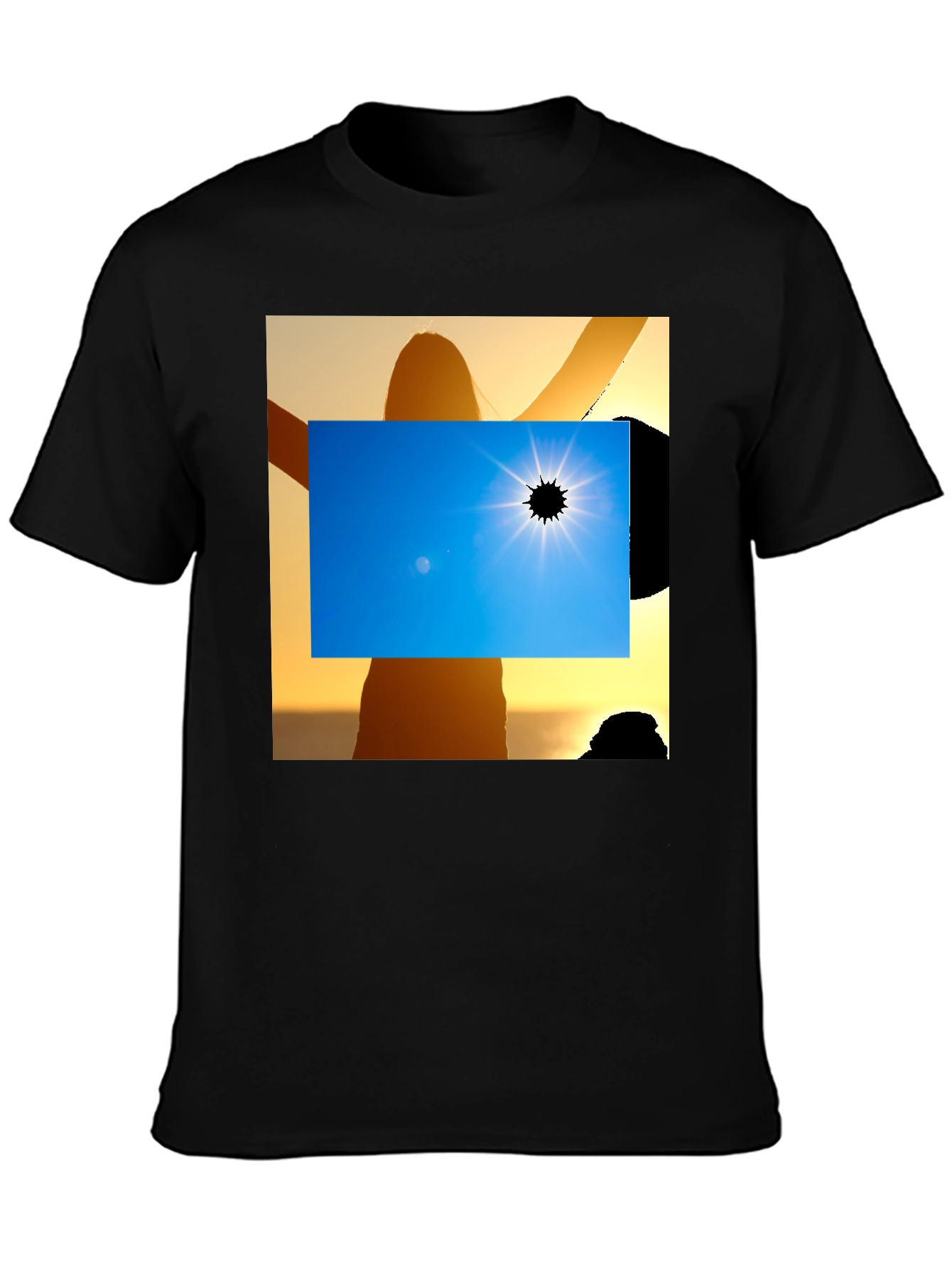 Black Solar Eclipse Graphic Tee - Black Cotton Shirt view 3