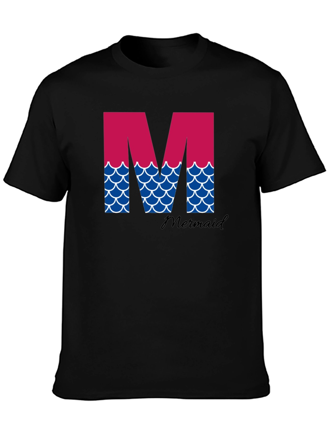 Black Mermaid Initial 'M' T-Shirt view 3