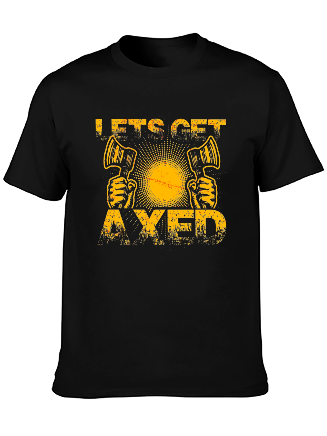 Black Let's Get Axed Funny Lumberjack T-Shirt view 3