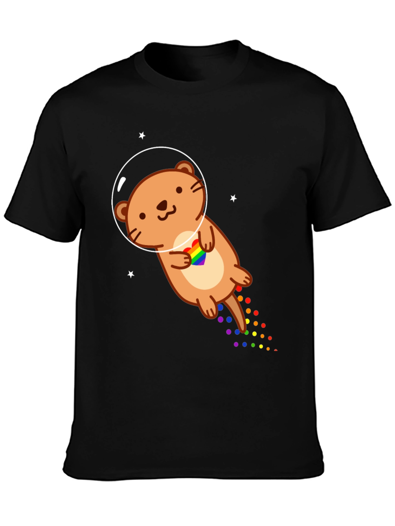 Black Space Otter LGBT Pride T-Shirt view 3