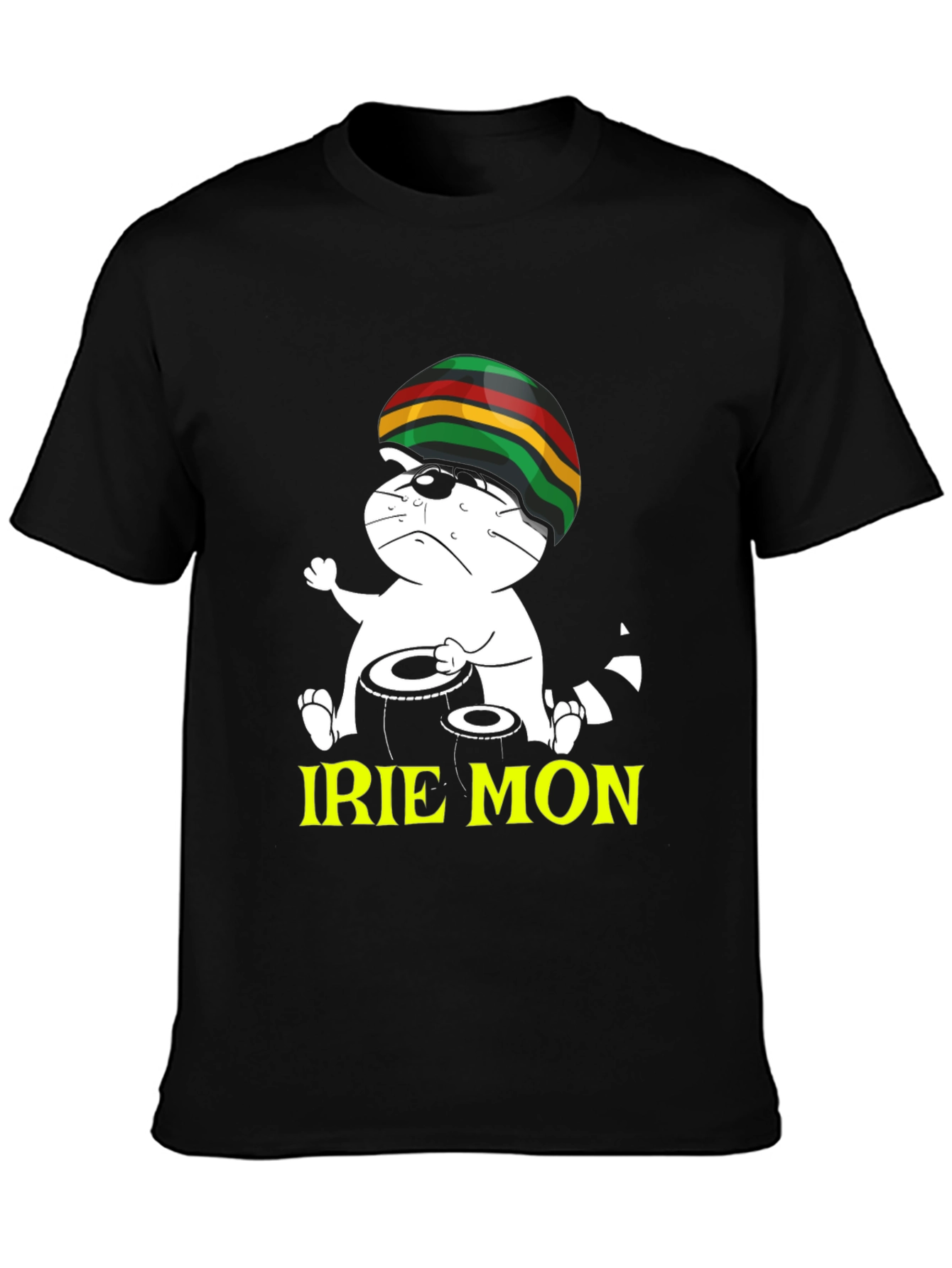 Black Irie Mon Rastafarian Cat Black T-Shirt view 3