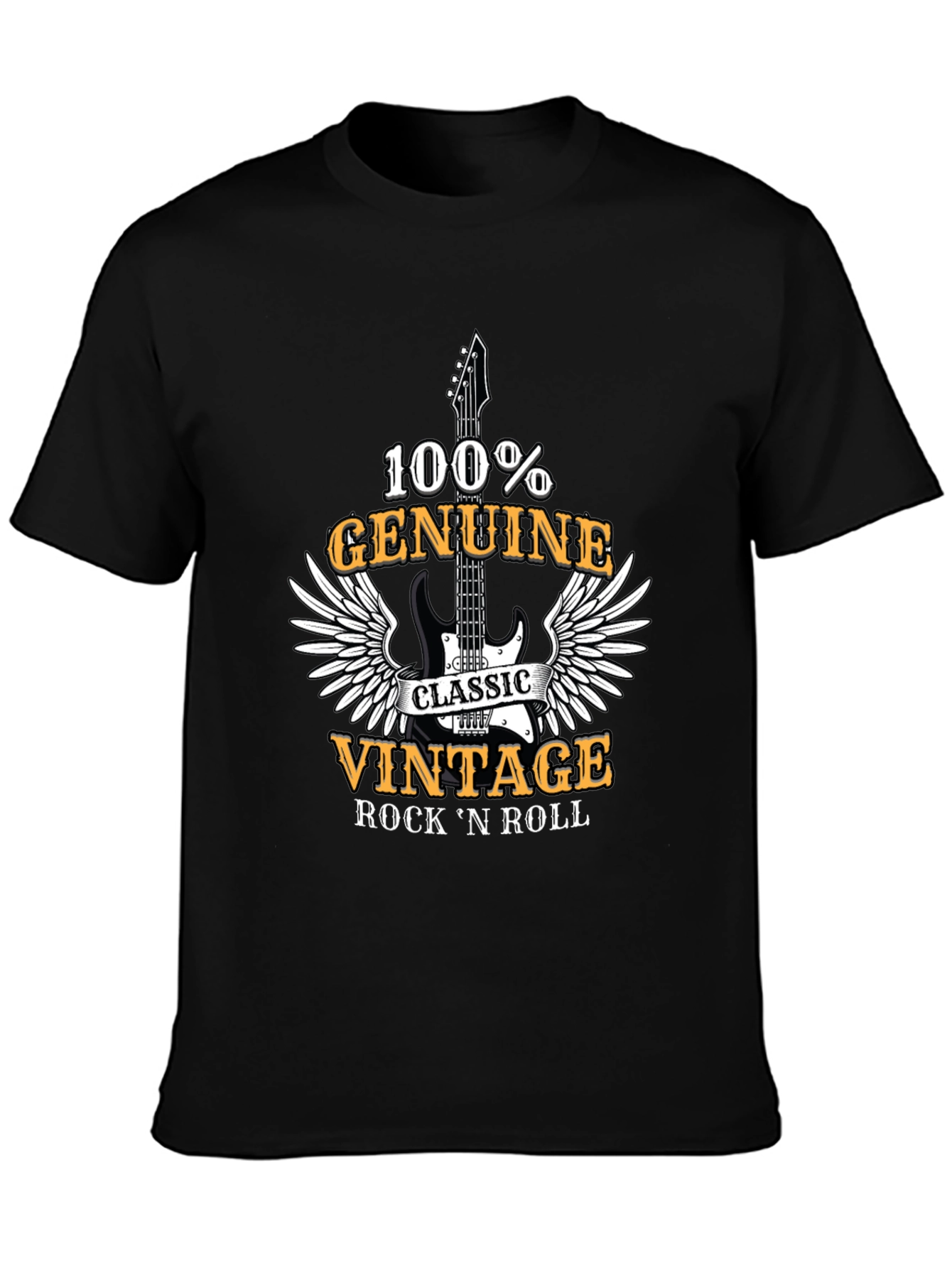 Black Vintage Rock 'n' Roll 100% Genuine T-Shirt view 3