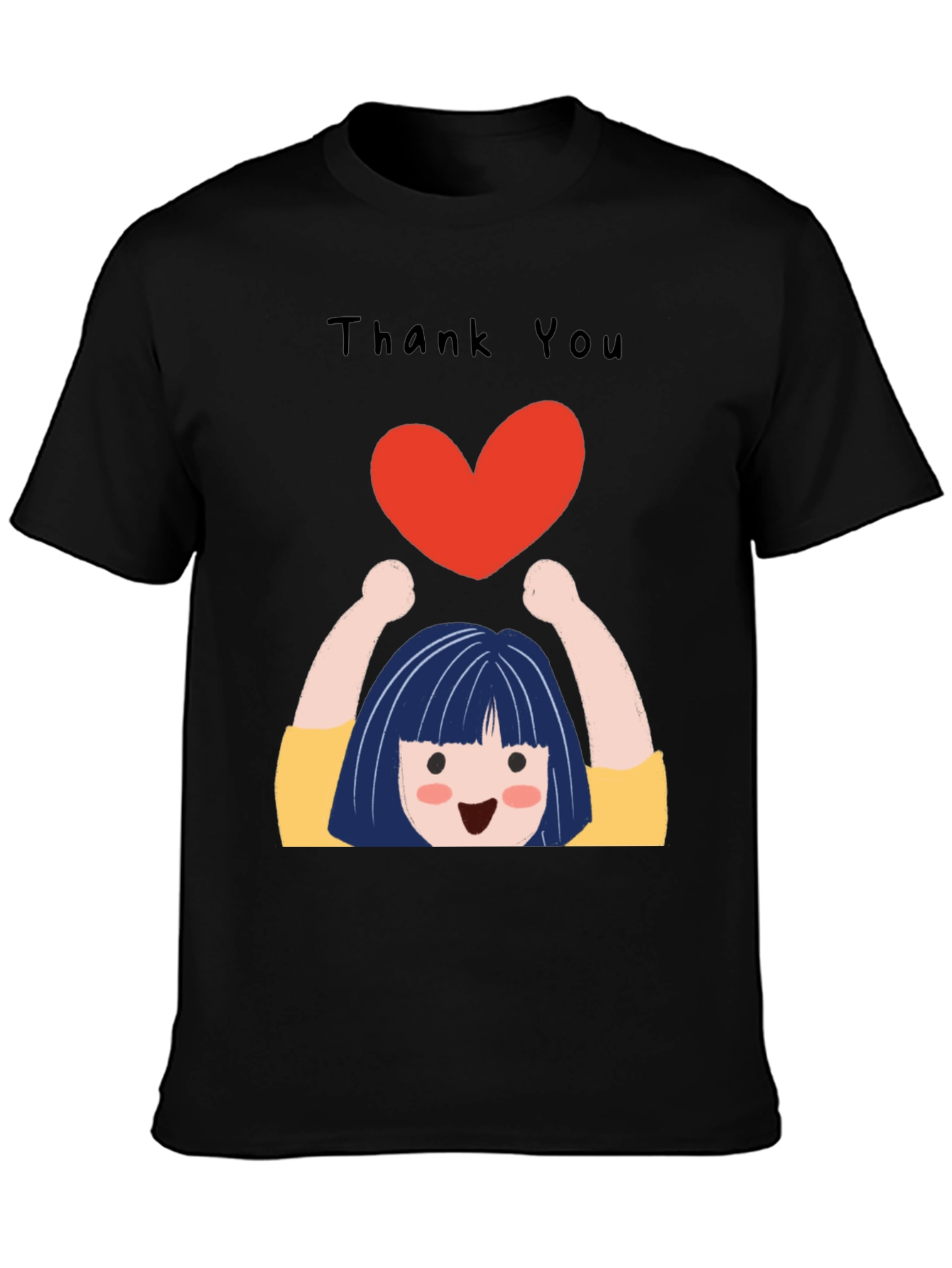 Black Thank You Heart Graphic T-Shirt view 3