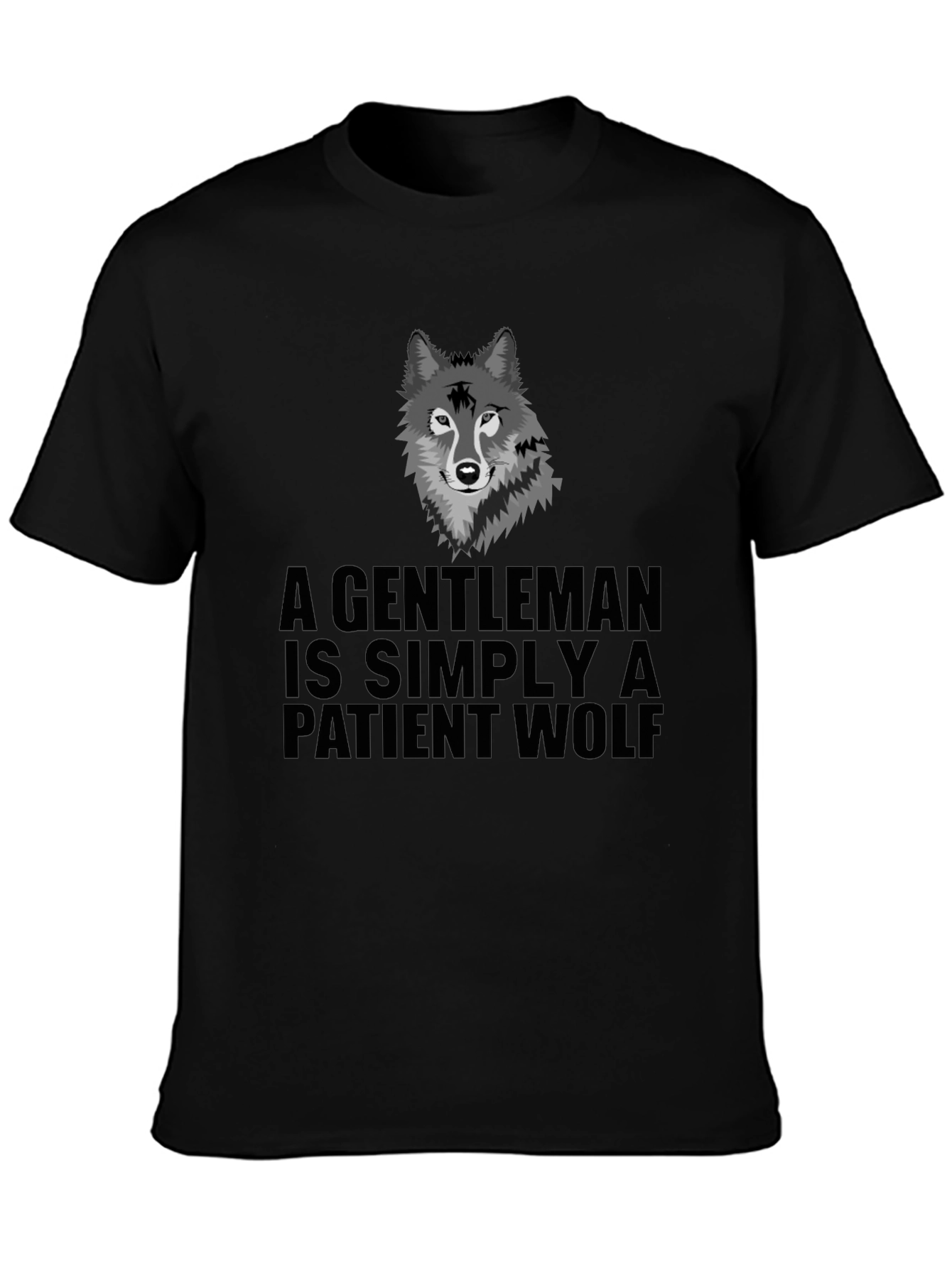Black Gentleman Wolf Graphic Tee - Black Crewneck view 3