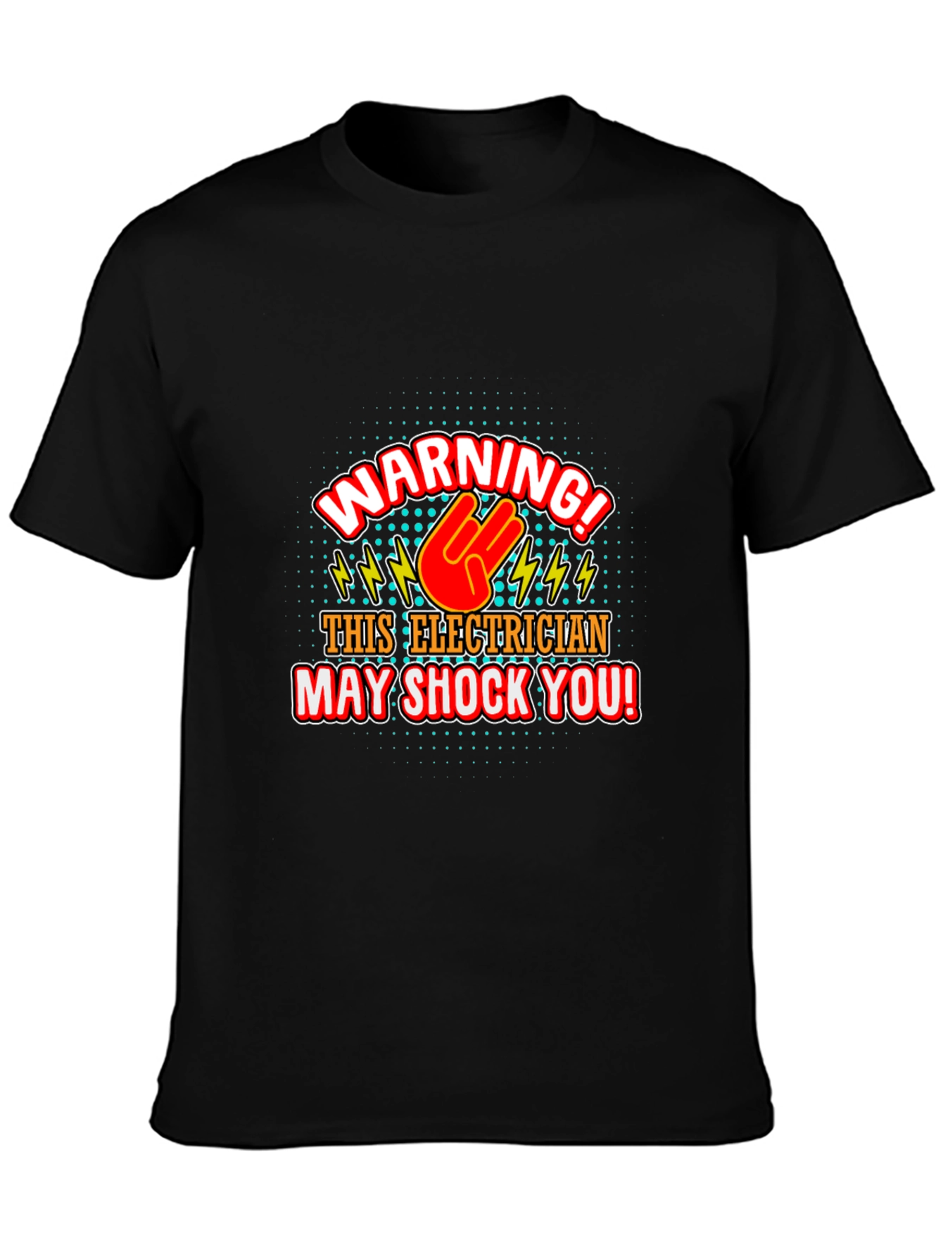 Black Electrician Warning T-Shirt view 3