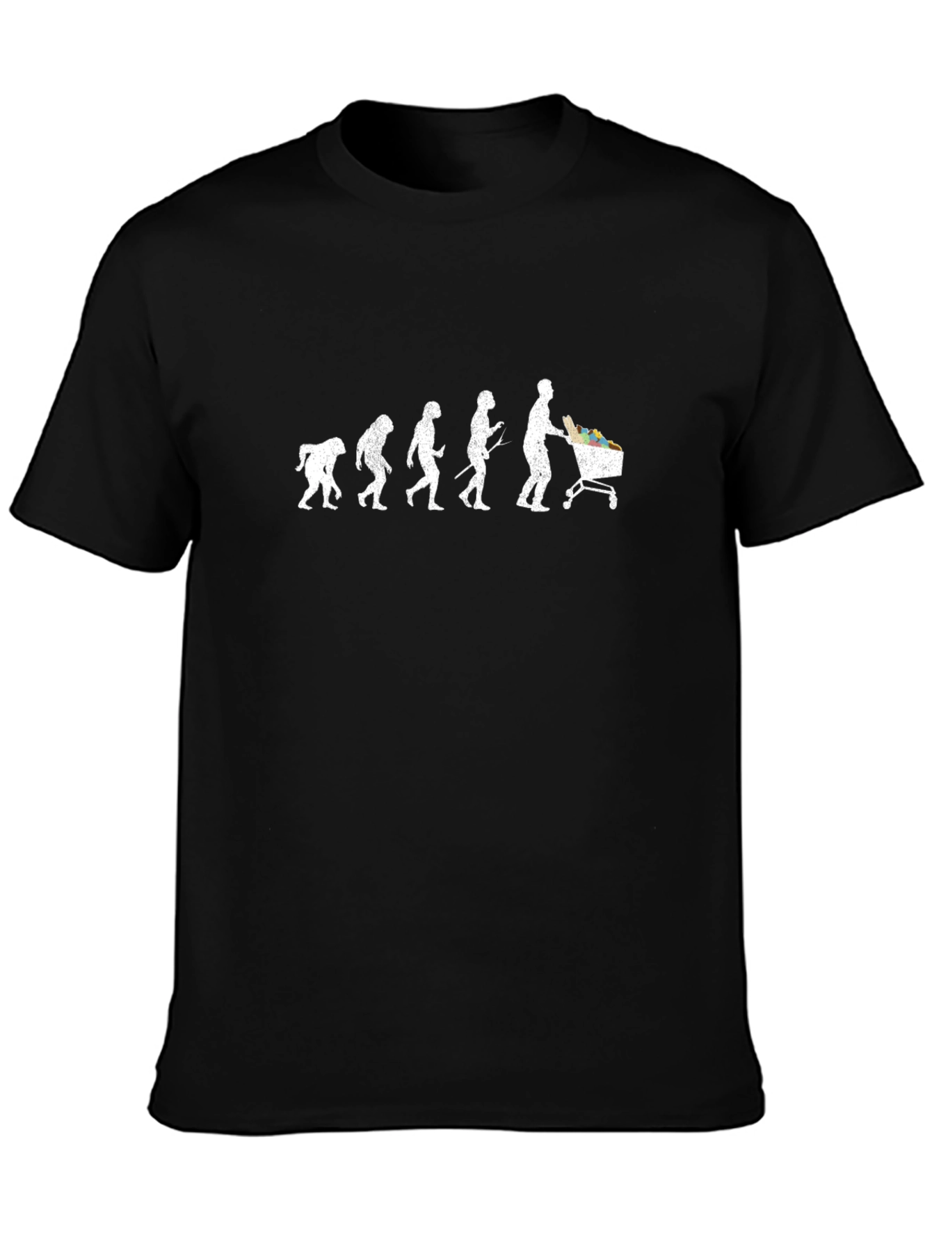 Black Evolution of Shopping T-Shirt - Black Cotton Tee view 3