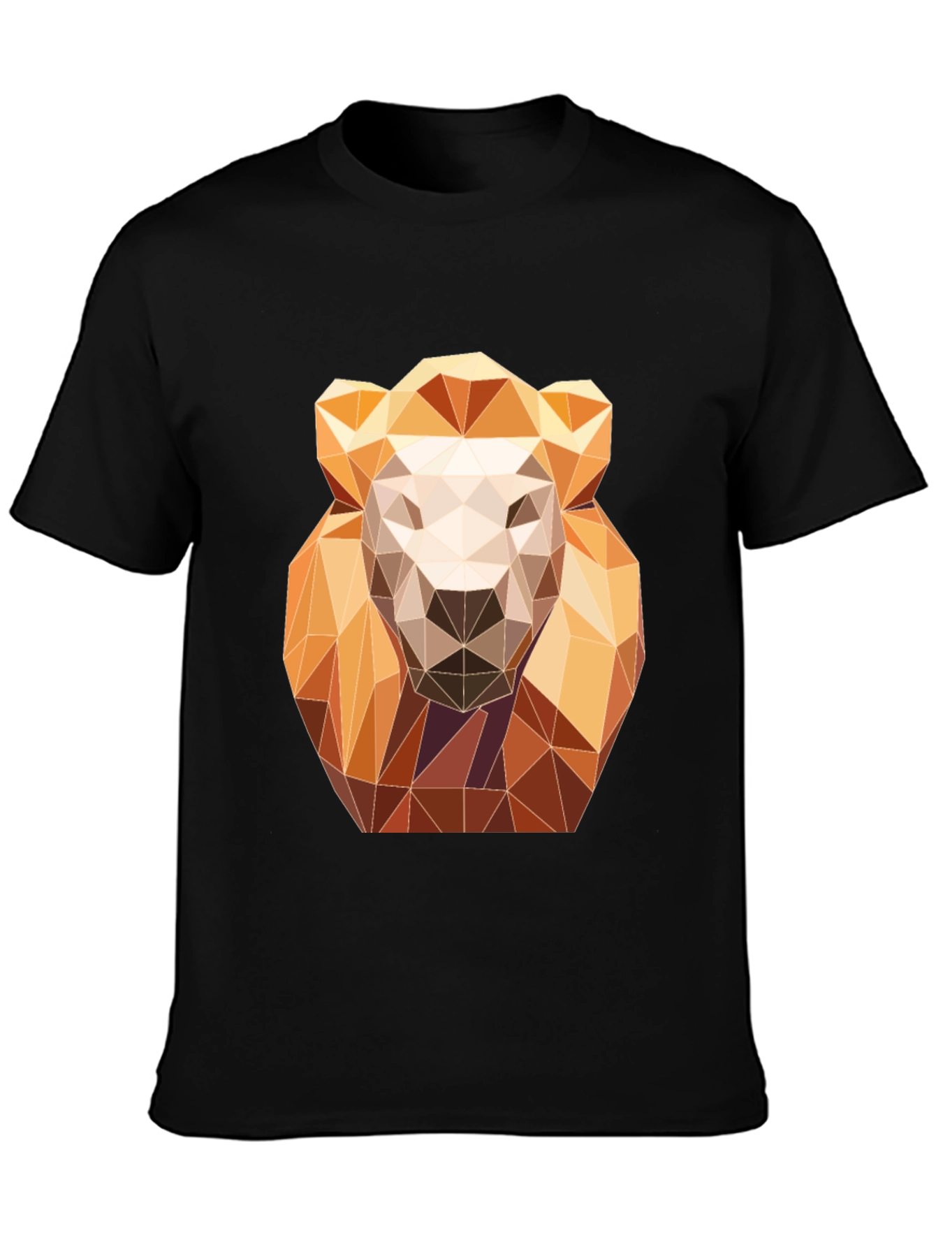 Black Geometric Lion Graphic Tee - Modern Art Design view 3