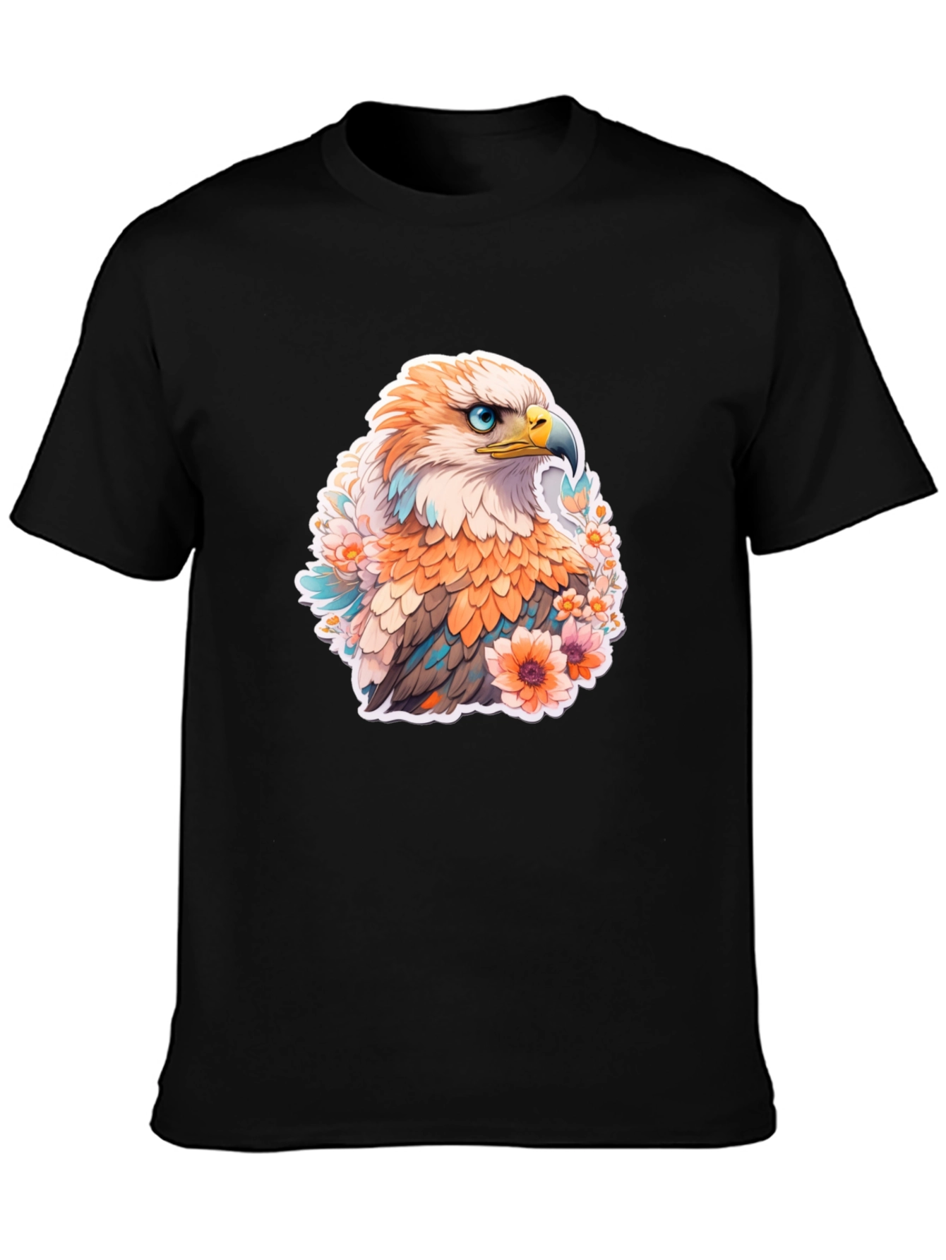 Floral Eagle Graphic Tee - Men's Black T-Shirt - 3