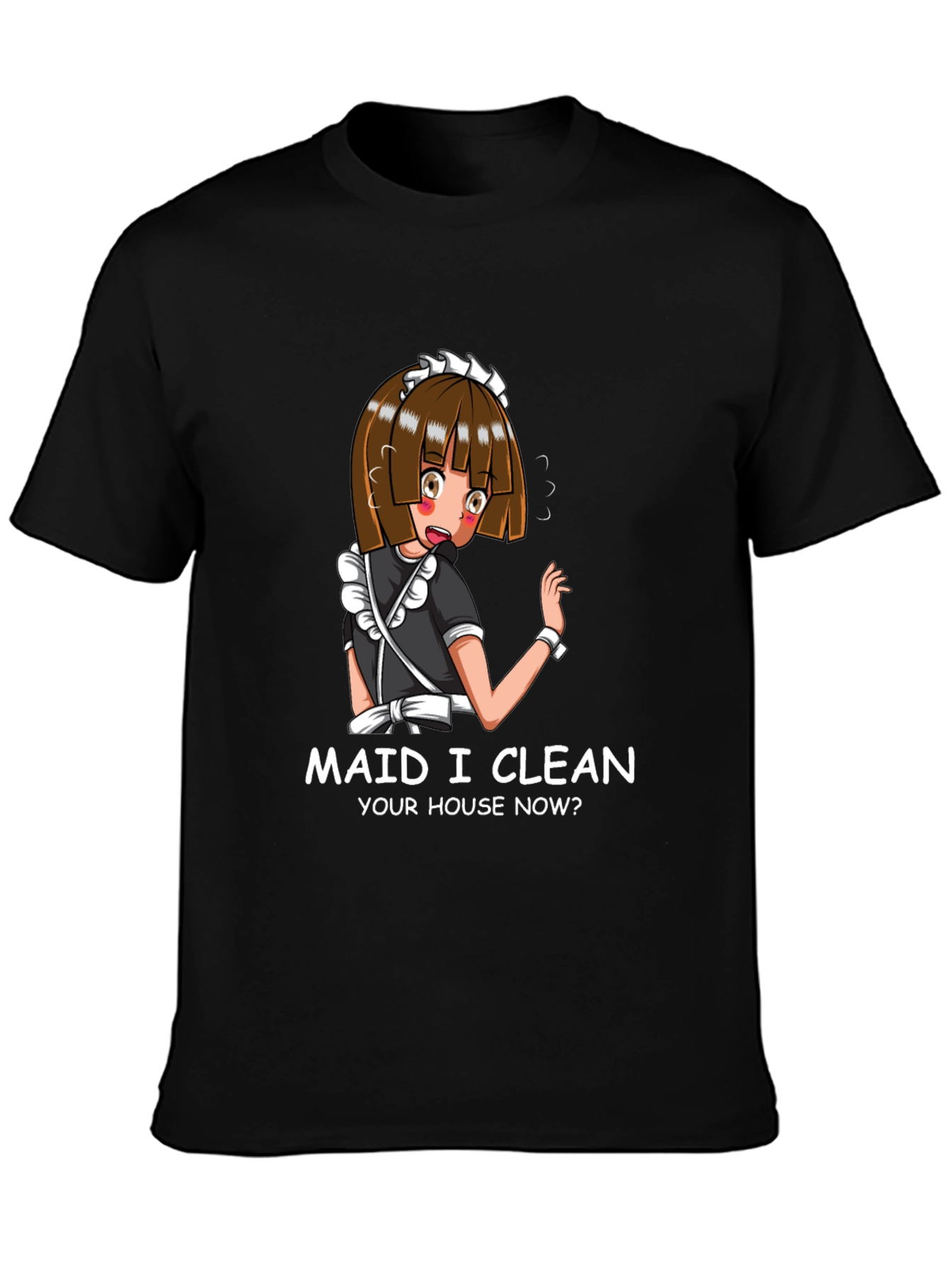 Black Anime Maid Graphic T-Shirt view 3