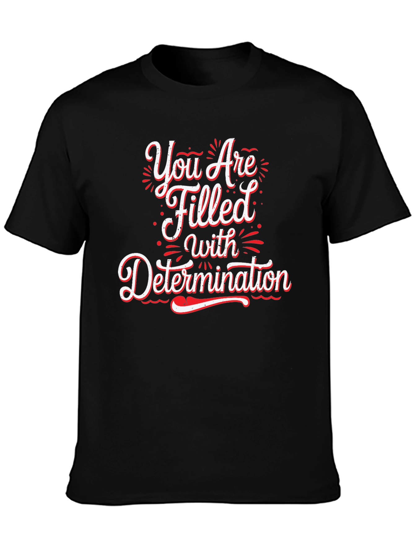 Black Determination Graphic Black T-Shirt view 3