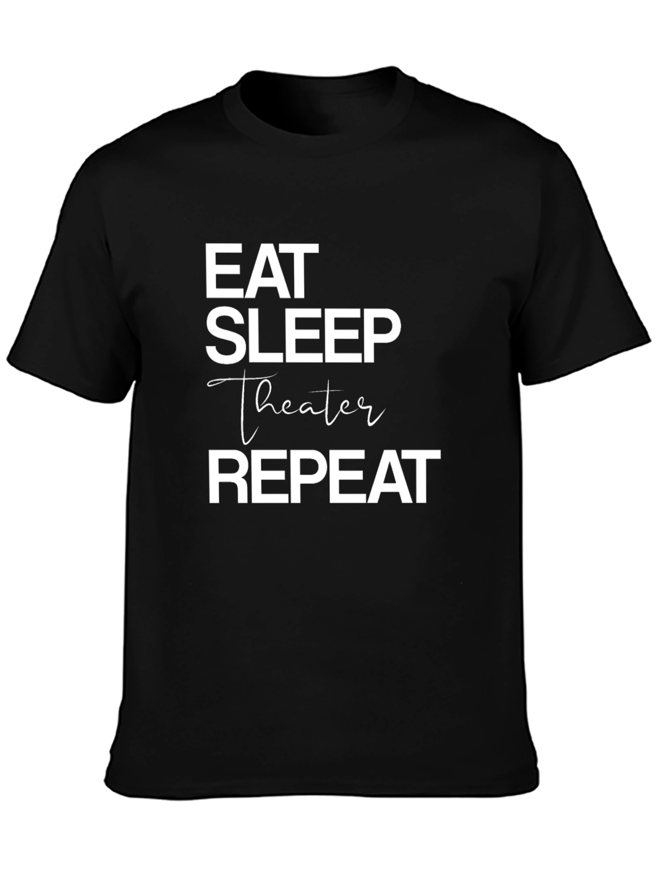 Black Eat Sleep Theater Repeat Graphic Tee view 3