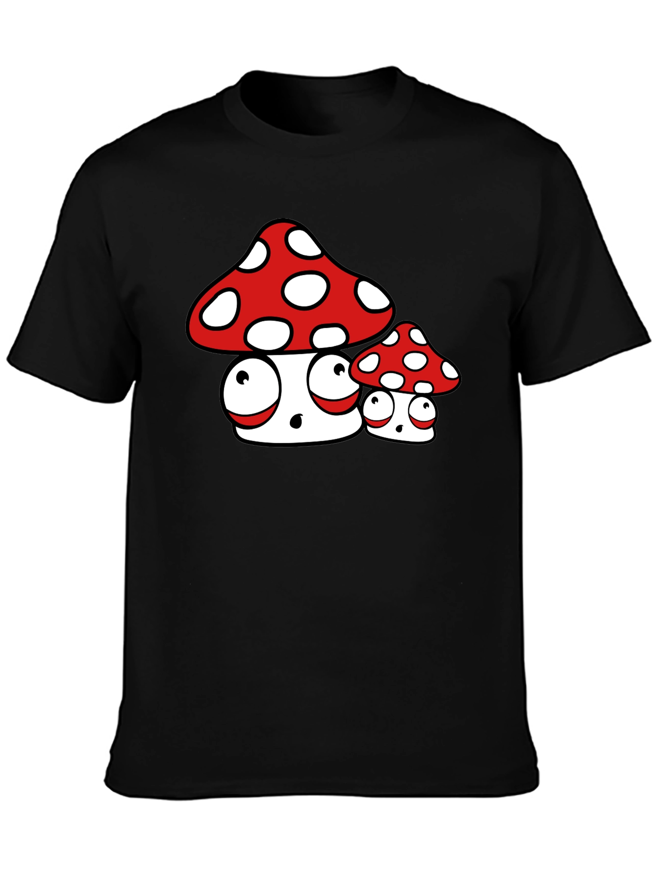 Black Funny Mushroom Graphic Tee view 3