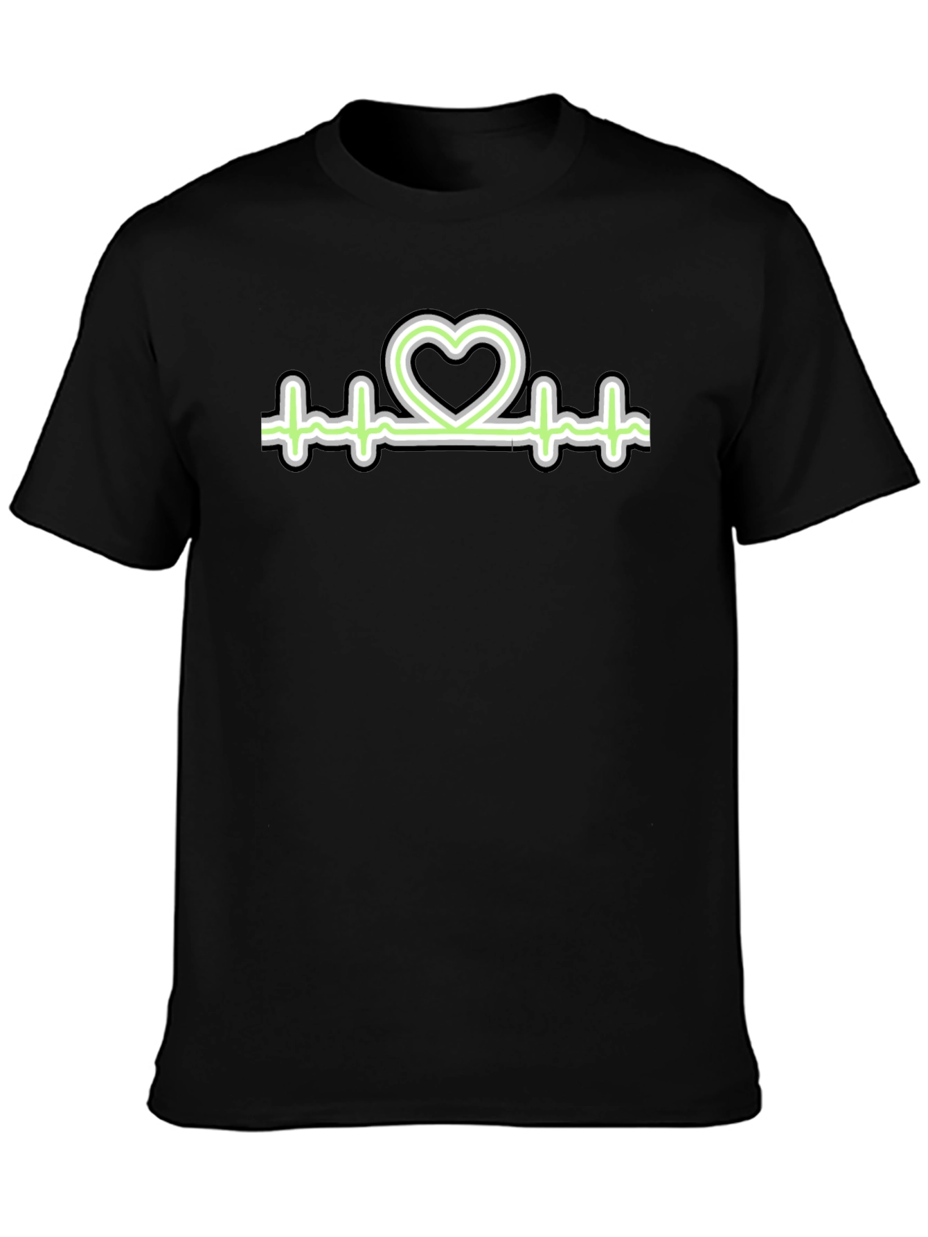 Black Heartbeat Heart Graphic T-Shirt view 3