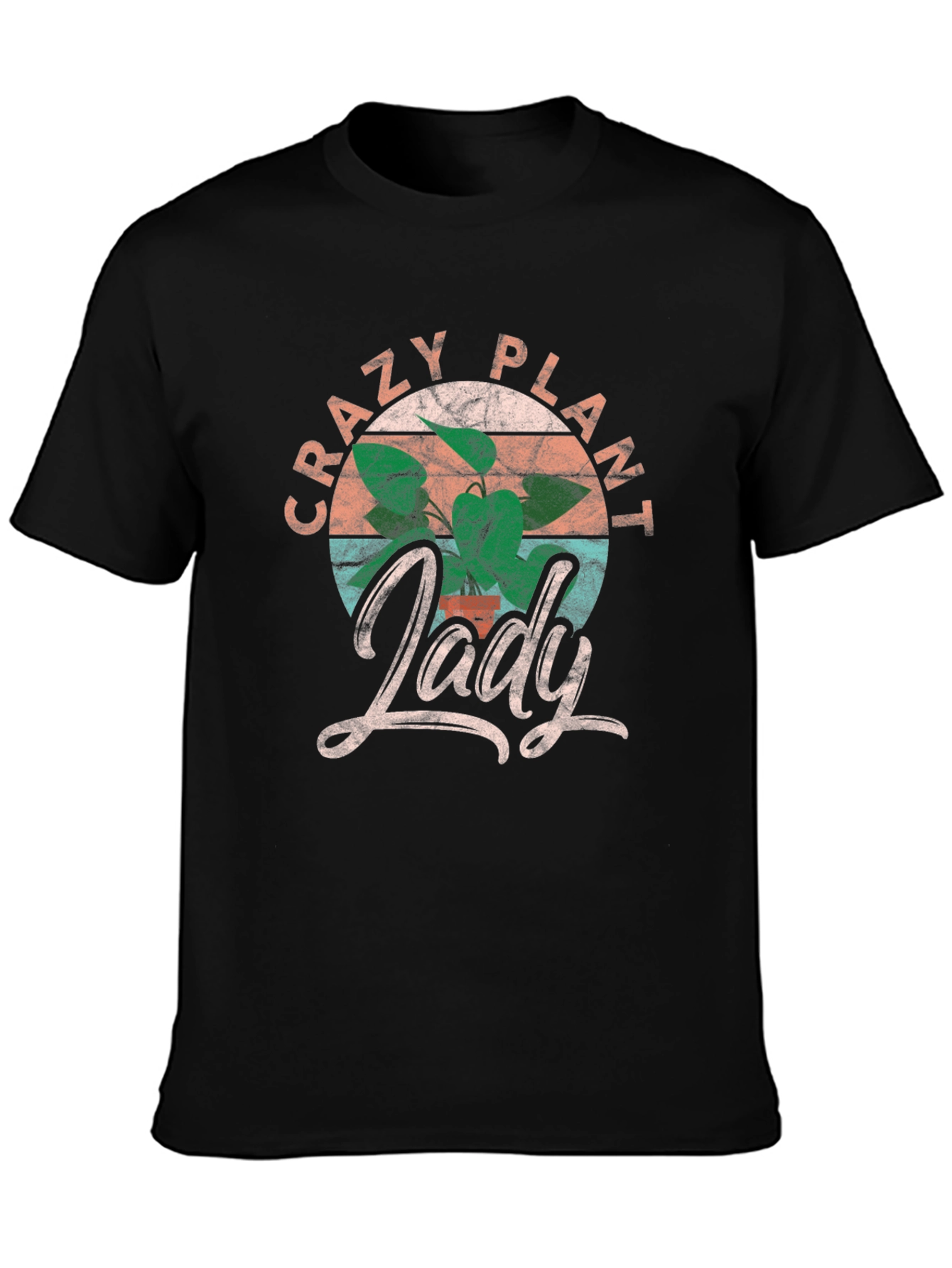 Black Crazy Plant Lady T-Shirt - Fun Graphic Tee view 3