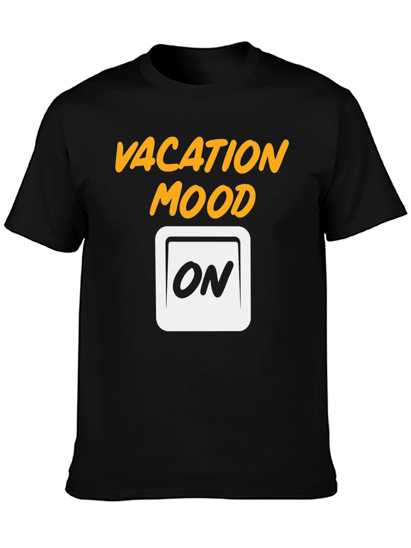 Black Vacation Mode On Graphic Tee - Black Cotton T-Shirt view 3