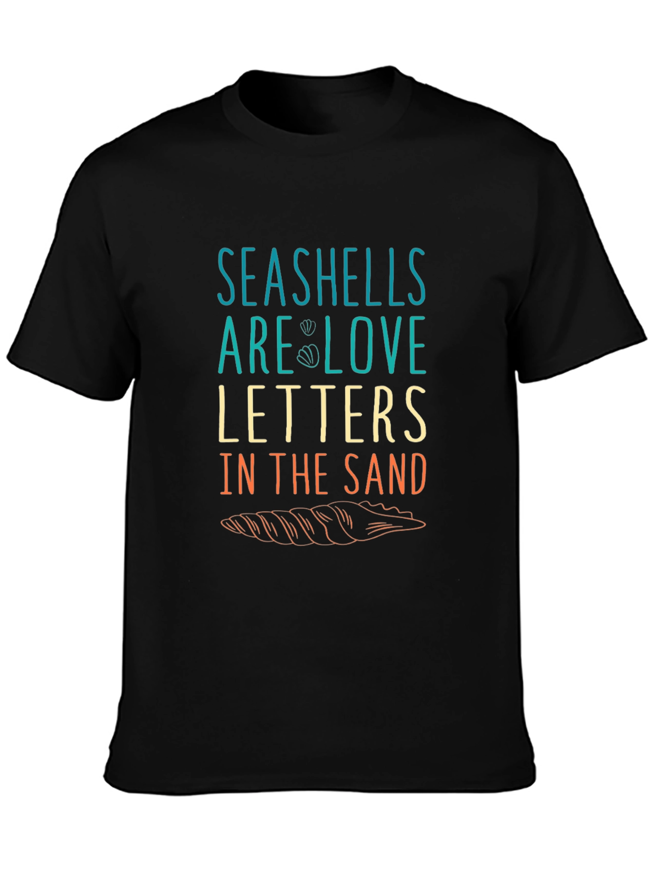 Black Seashells Love Letters Graphic T-Shirt - Black view 3