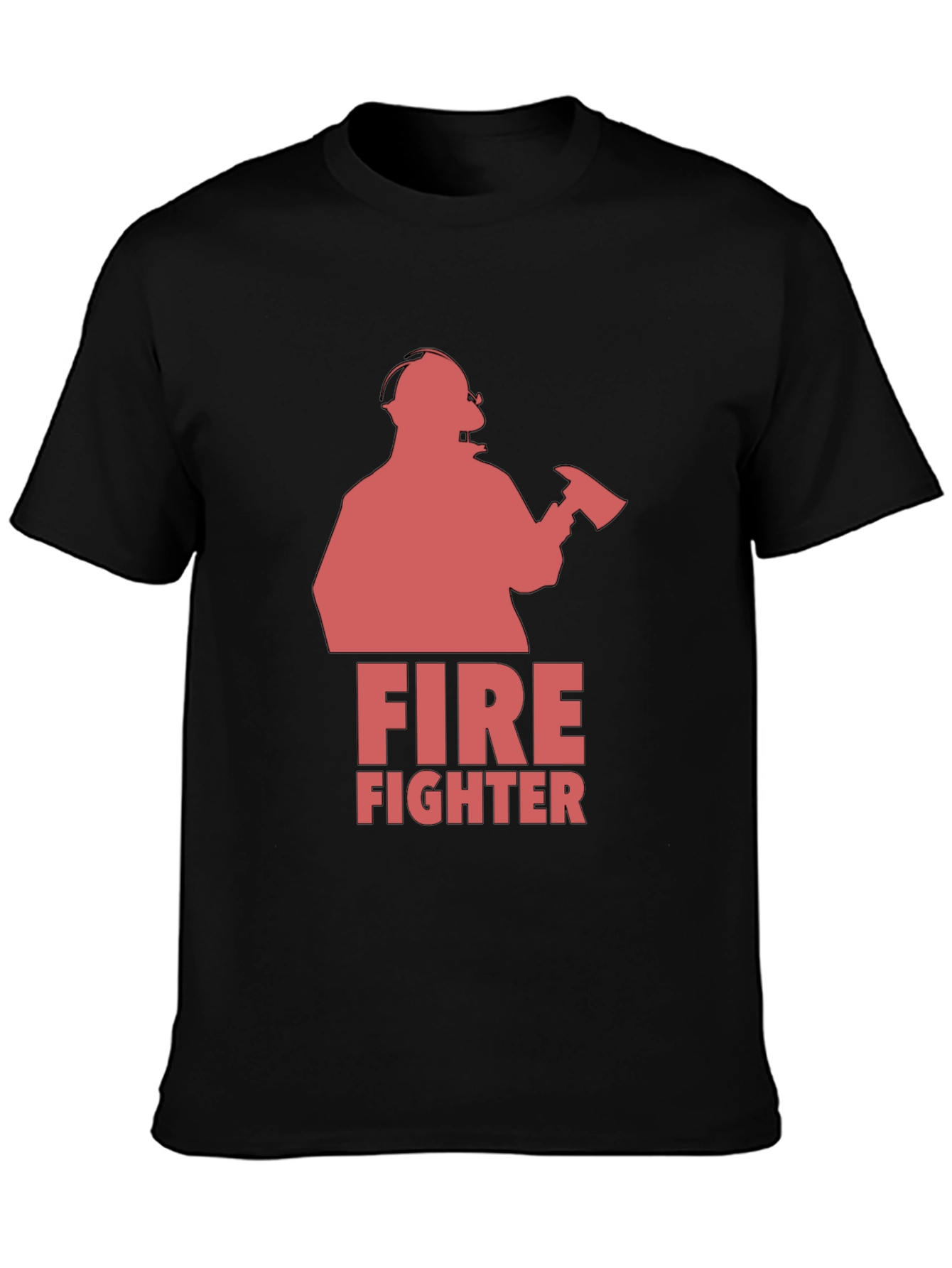 Black Firefighter Graphic Tee - Black Cotton T-Shirt view 3