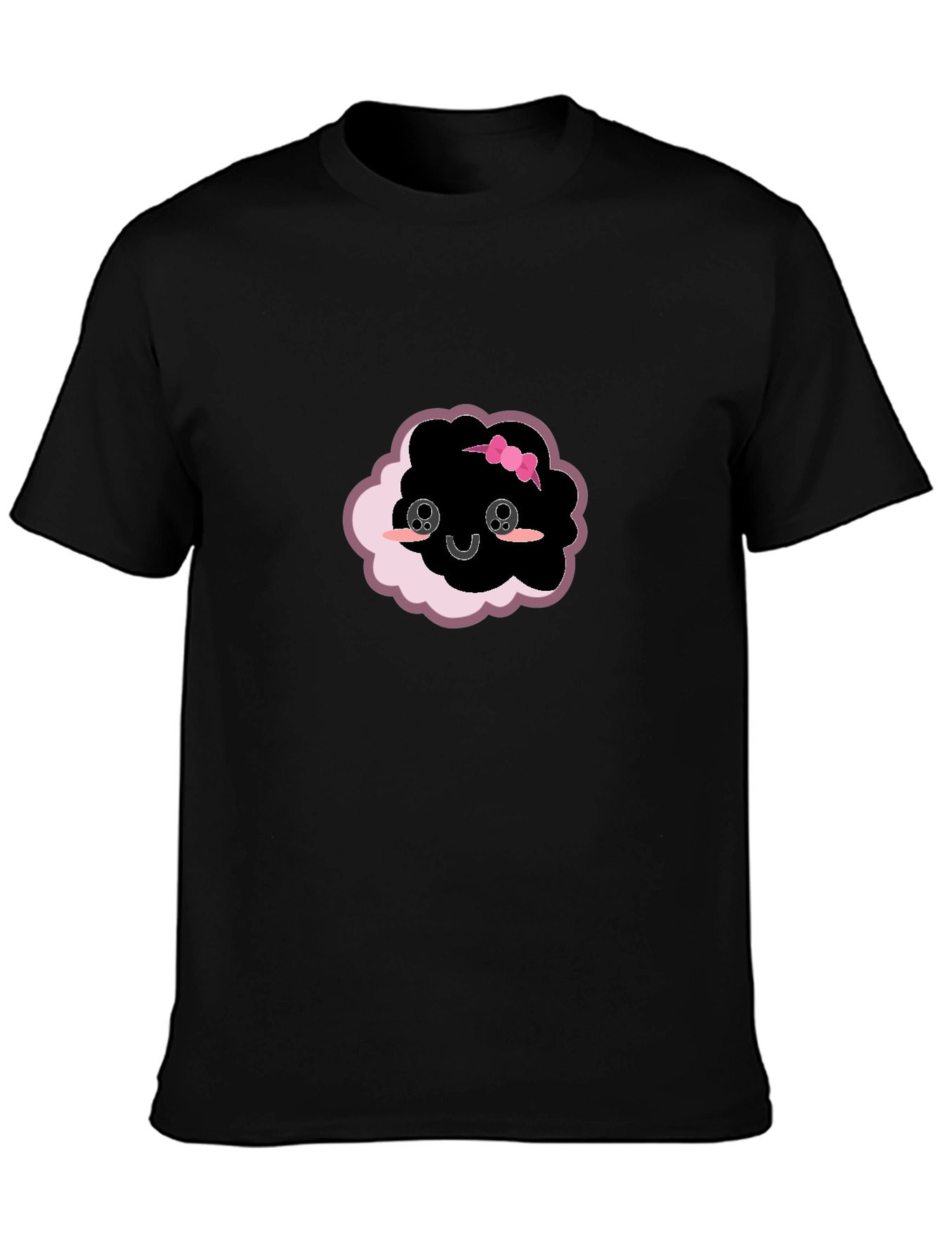 Black Cute Cloud Kawaii T-Shirt - Black view 3
