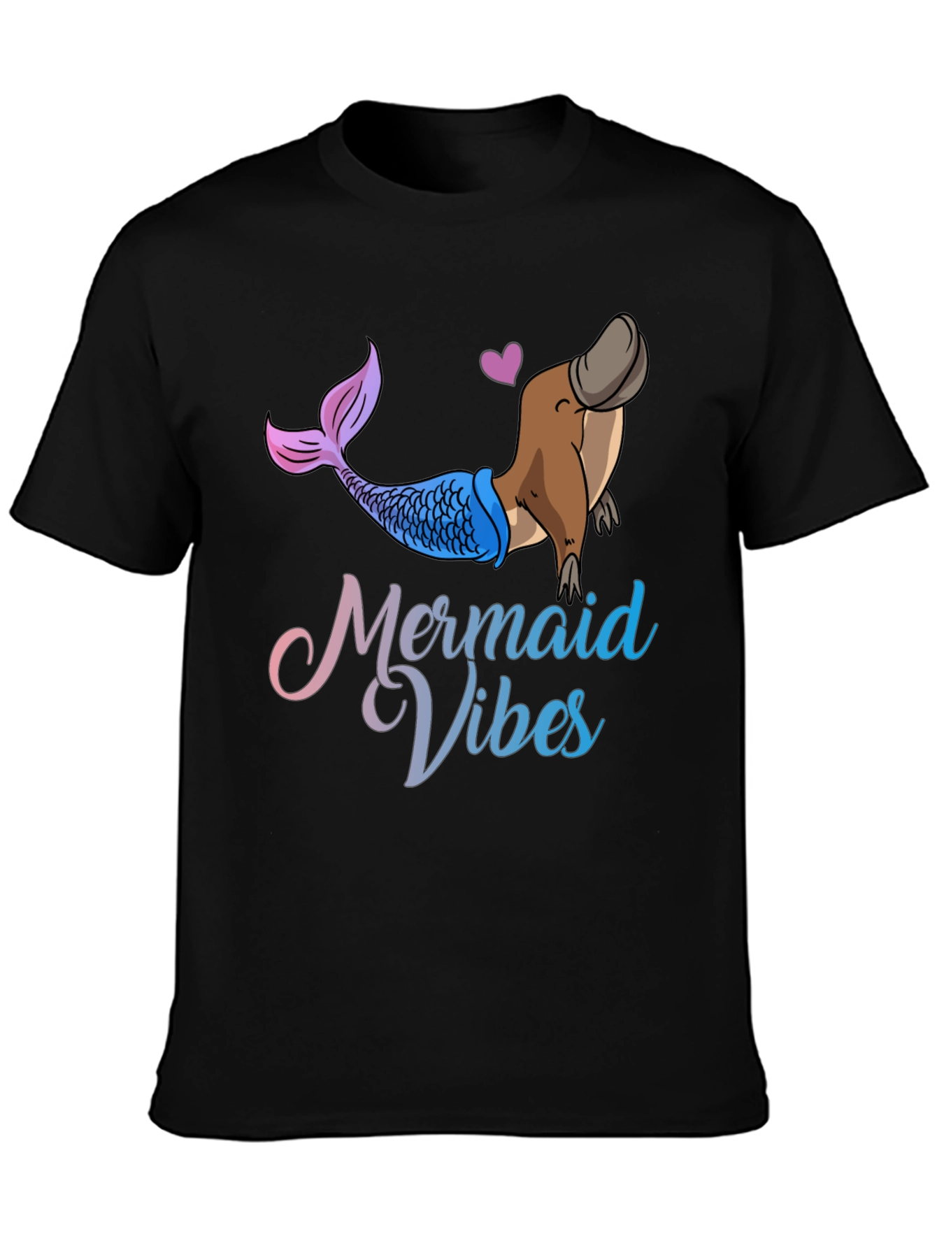 Black Mermaid Vibes Platypus Graphic T-Shirt view 3
