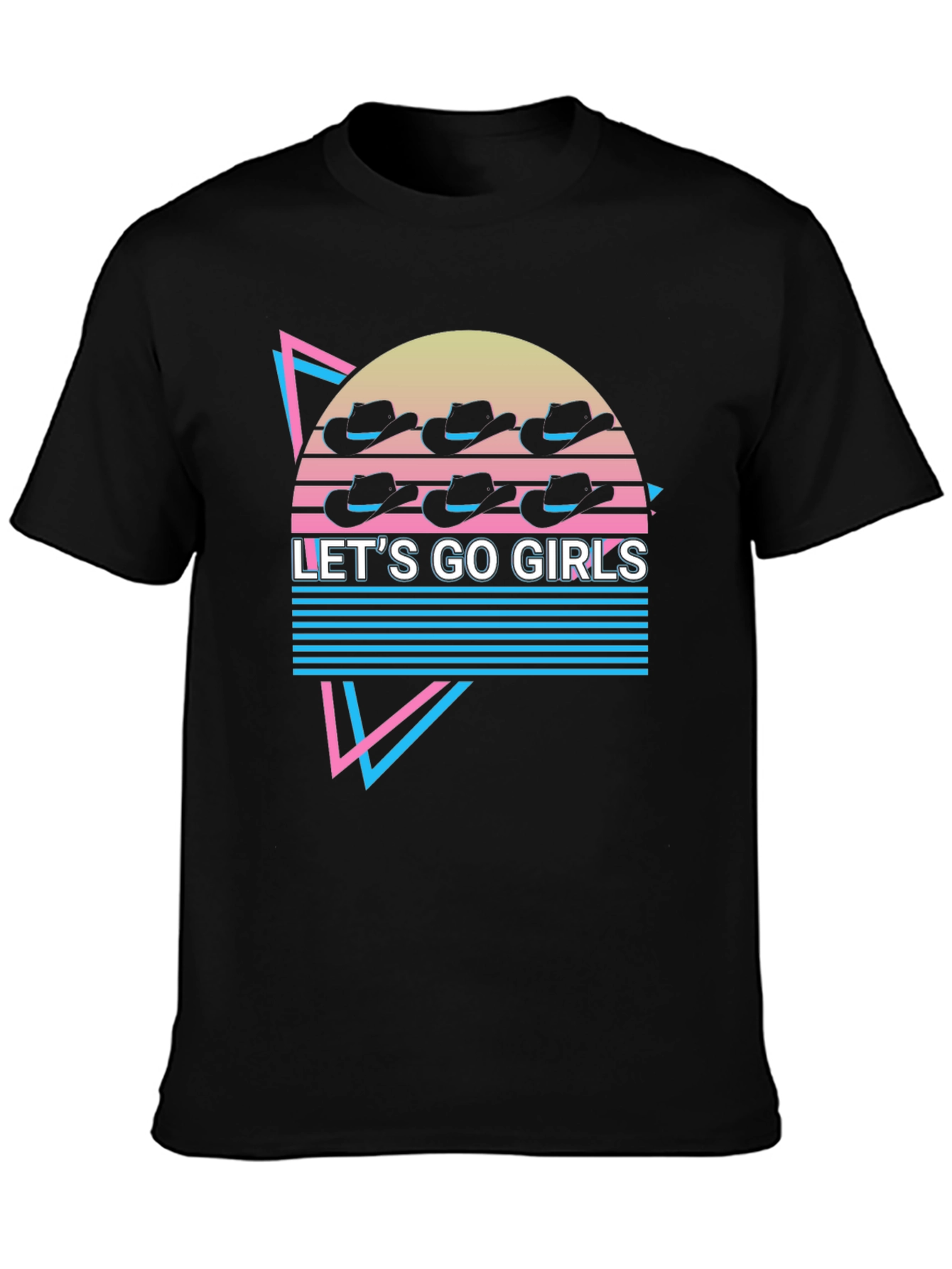 Black Retro Let's Go Girls T-Shirt view 3
