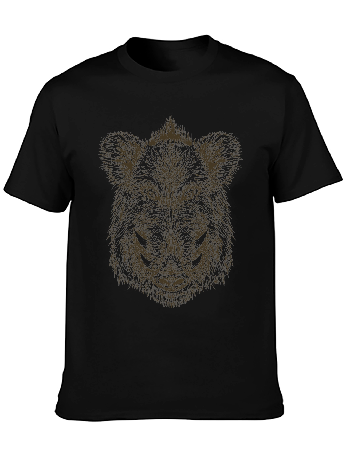 Black Boar Head Graphic Tee - Black Cotton T-Shirt view 3