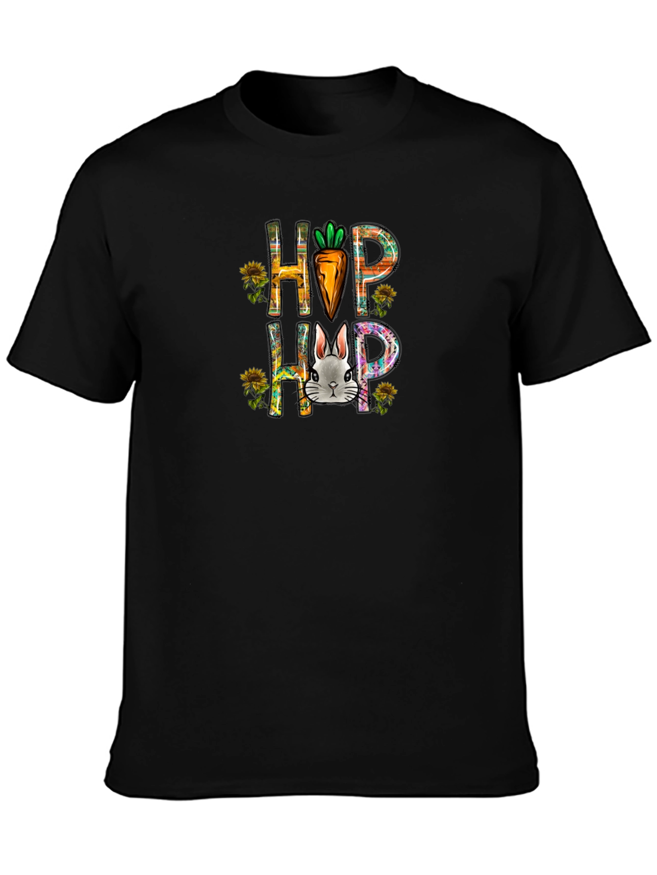 Black Hop Hip Easter Bunny Carrot T-Shirt view 3