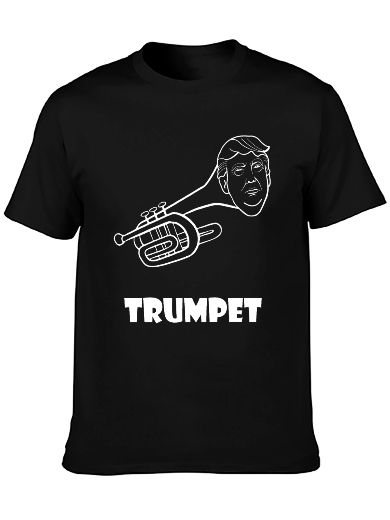Black Trumpet Pun T-Shirt Funny Music Tee view 3