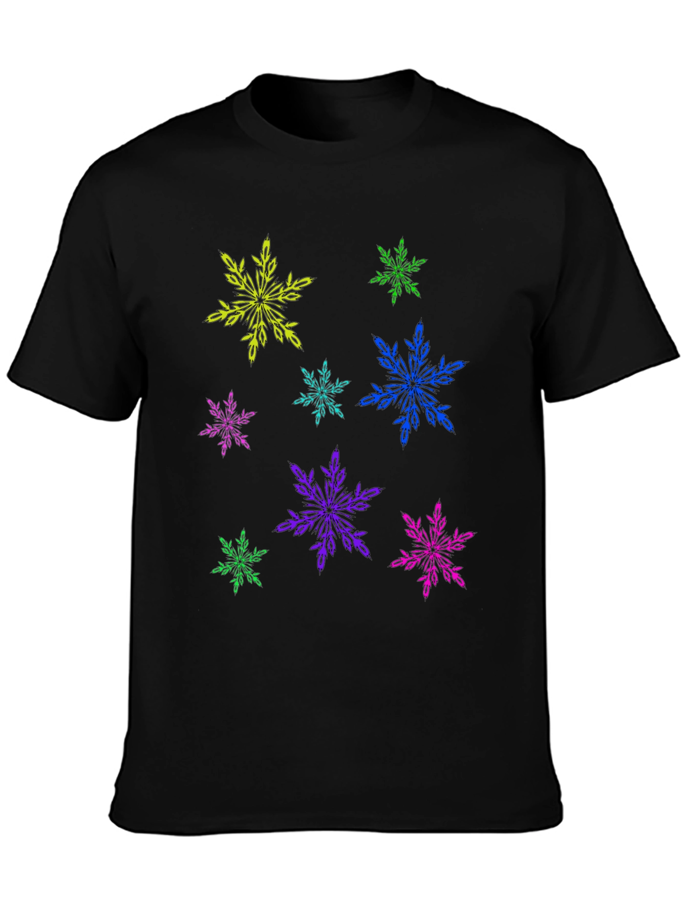 Black Funky Snowflake Graphic Tee - Black view 3