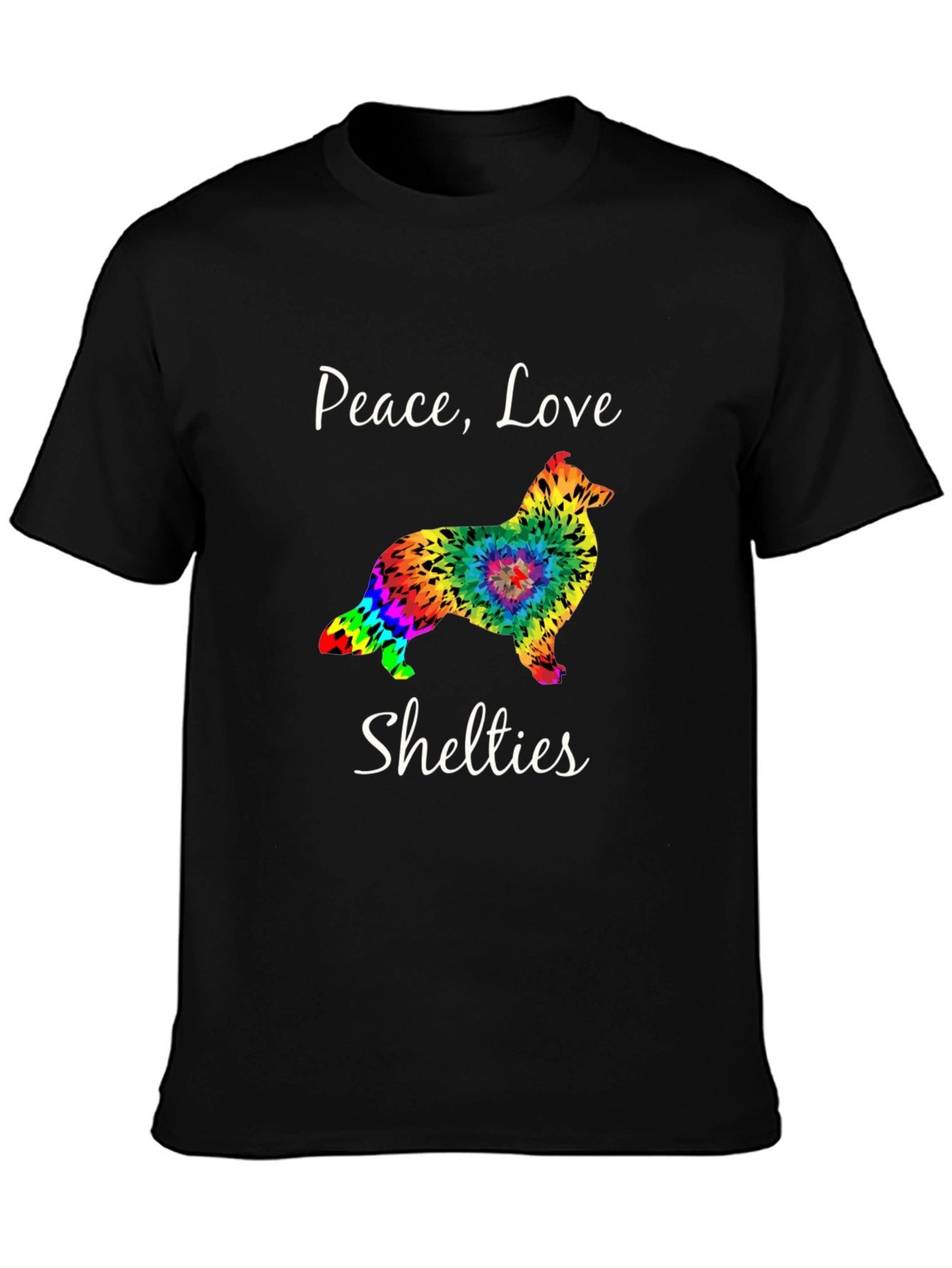 Black Peace Love Shelties T-Shirt - Black view 3