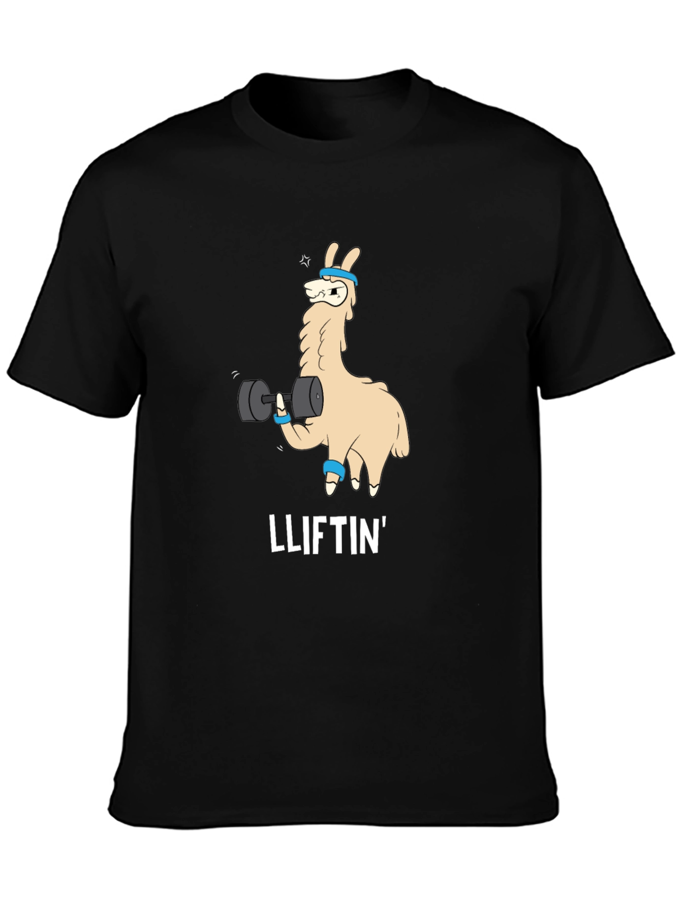 Black Lliftin' Llama Black T-Shirt - Gym Humor Tee view 3