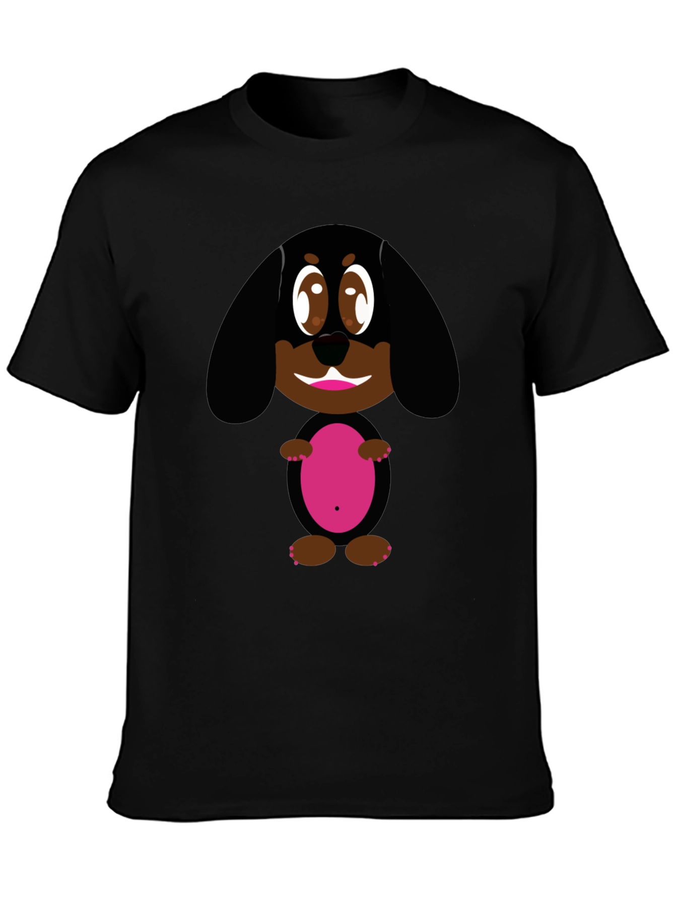 Black Cute Dog Graphic Black T-Shirt view 3