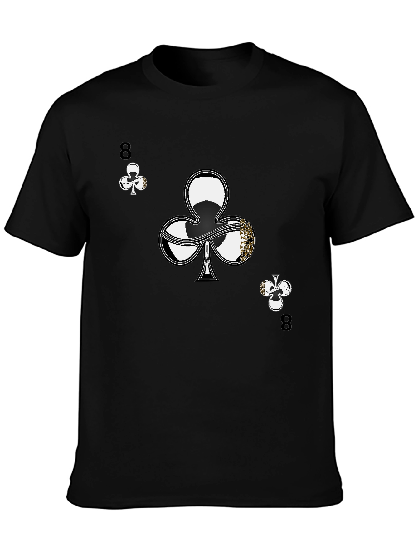 Black Eight of Clubs Graphic Tee - Unique Card Suit Design view 3