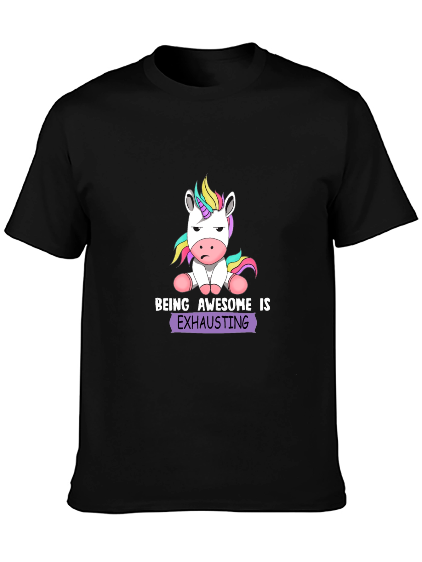 Black Being Awesome is Exhausting - Unicorn T-Shirt view 3