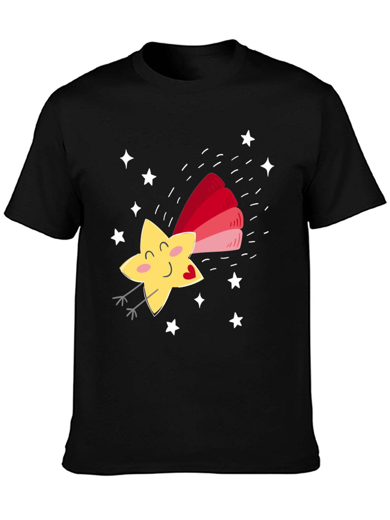 Black Cute Star Graphic Tee - Unisex Black T-Shirt view 3
