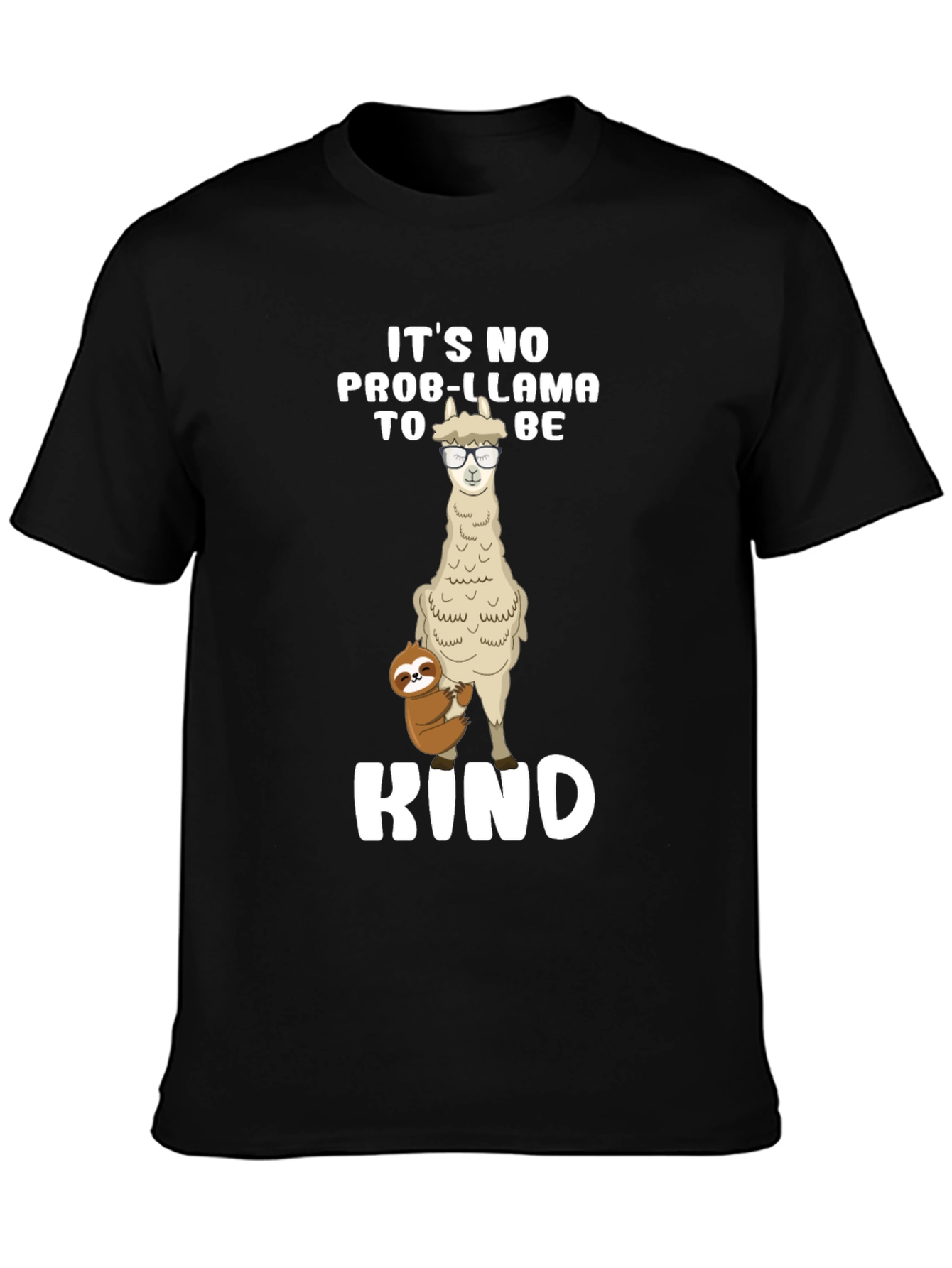 Black No Prob-Llama To Be Kind Black T-Shirt view 3