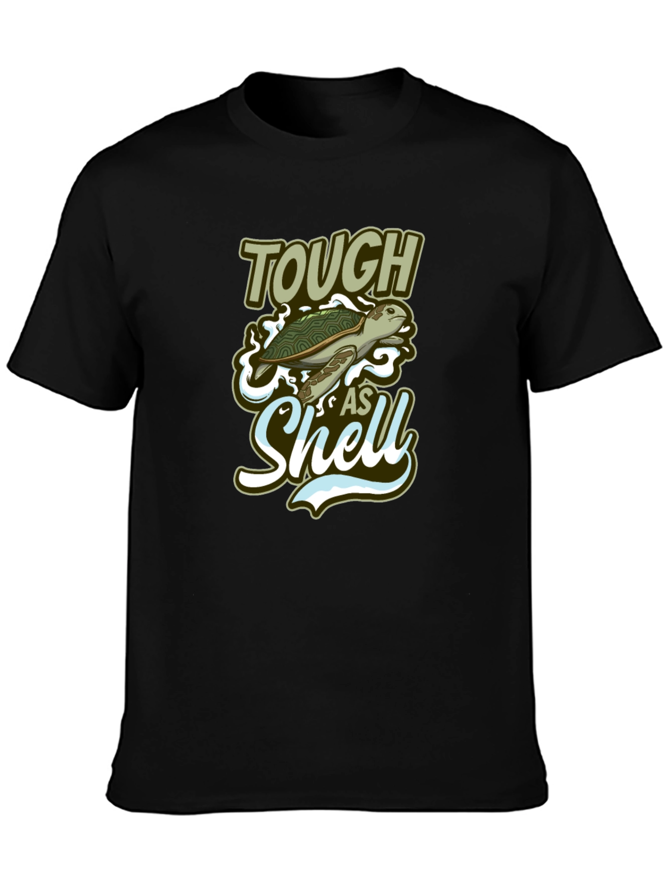 Black Tough As Shell Turtle Graphic Tee - Black Cotton Casual T-Shirt view 3