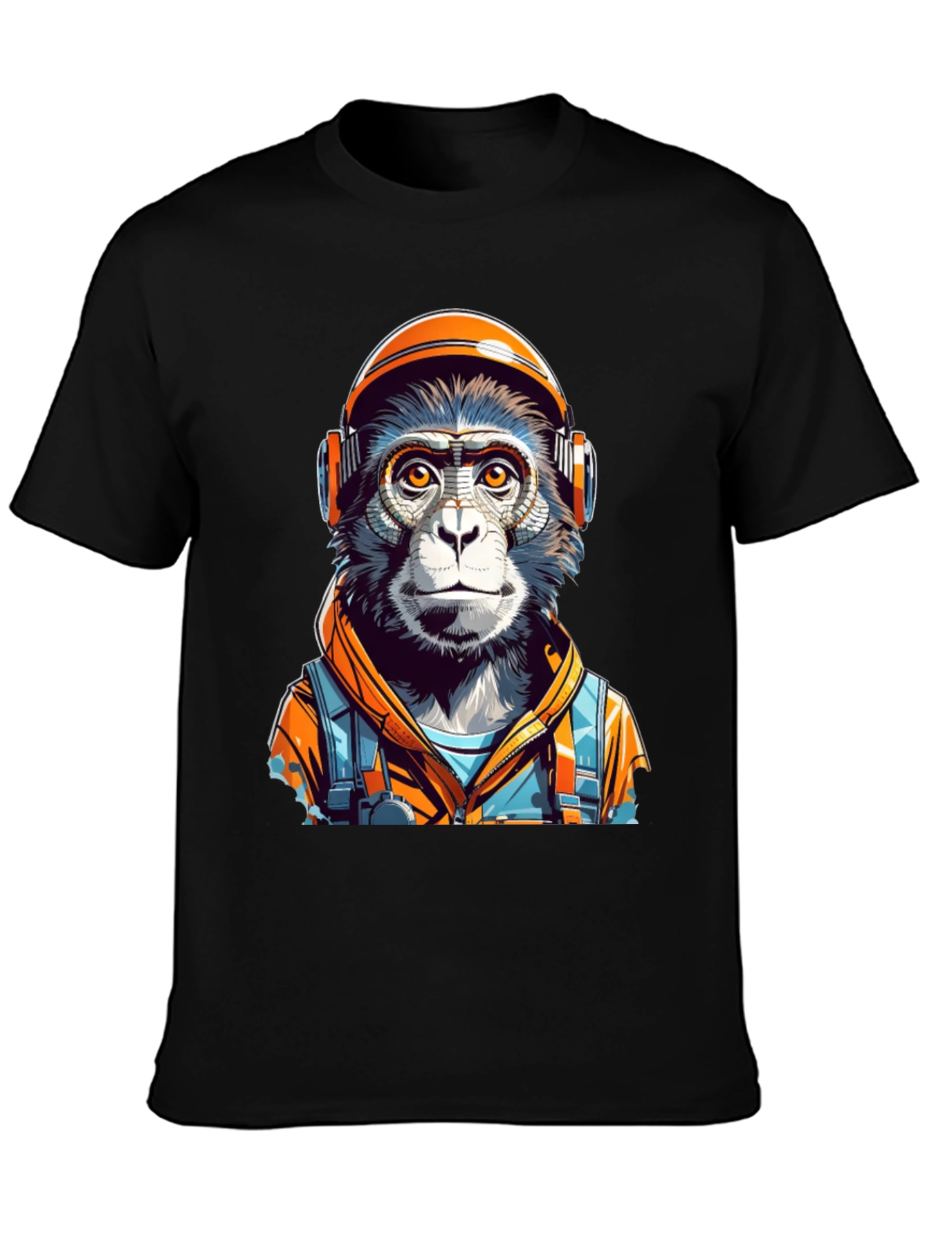 Black Monkey Astronaut Graphic Tee - Unique Design view 3