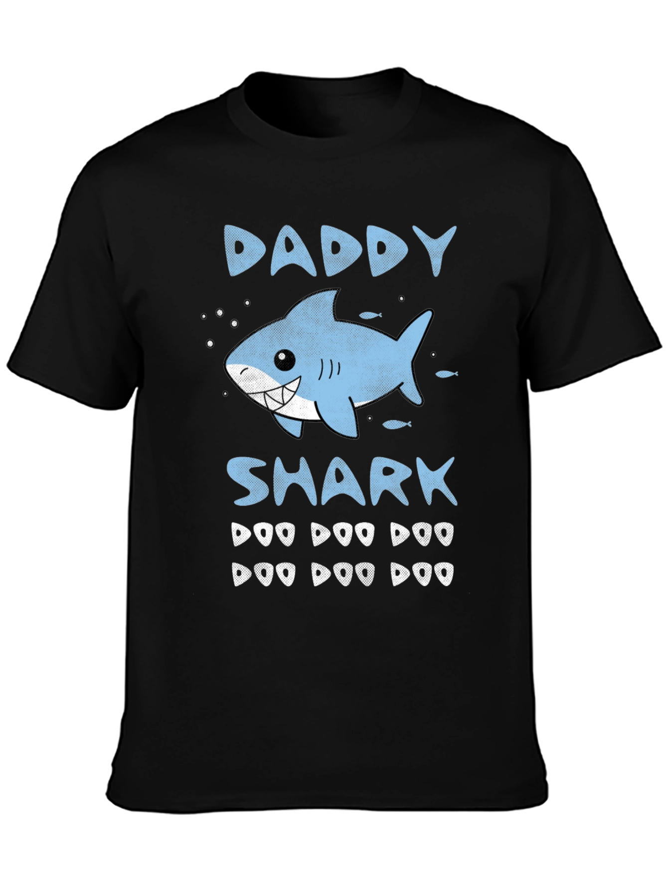Black Daddy Shark Graphic Print Men's T-Shirt view 3
