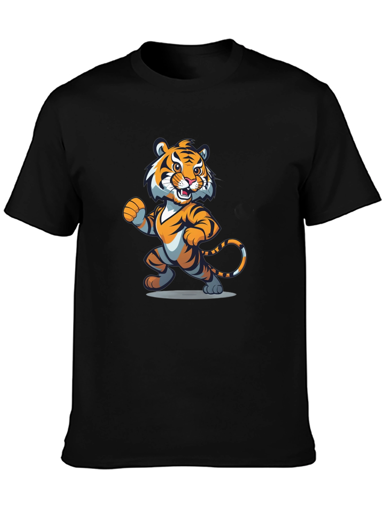 Black Cartoon Tiger Graphic Tee - Black view 3