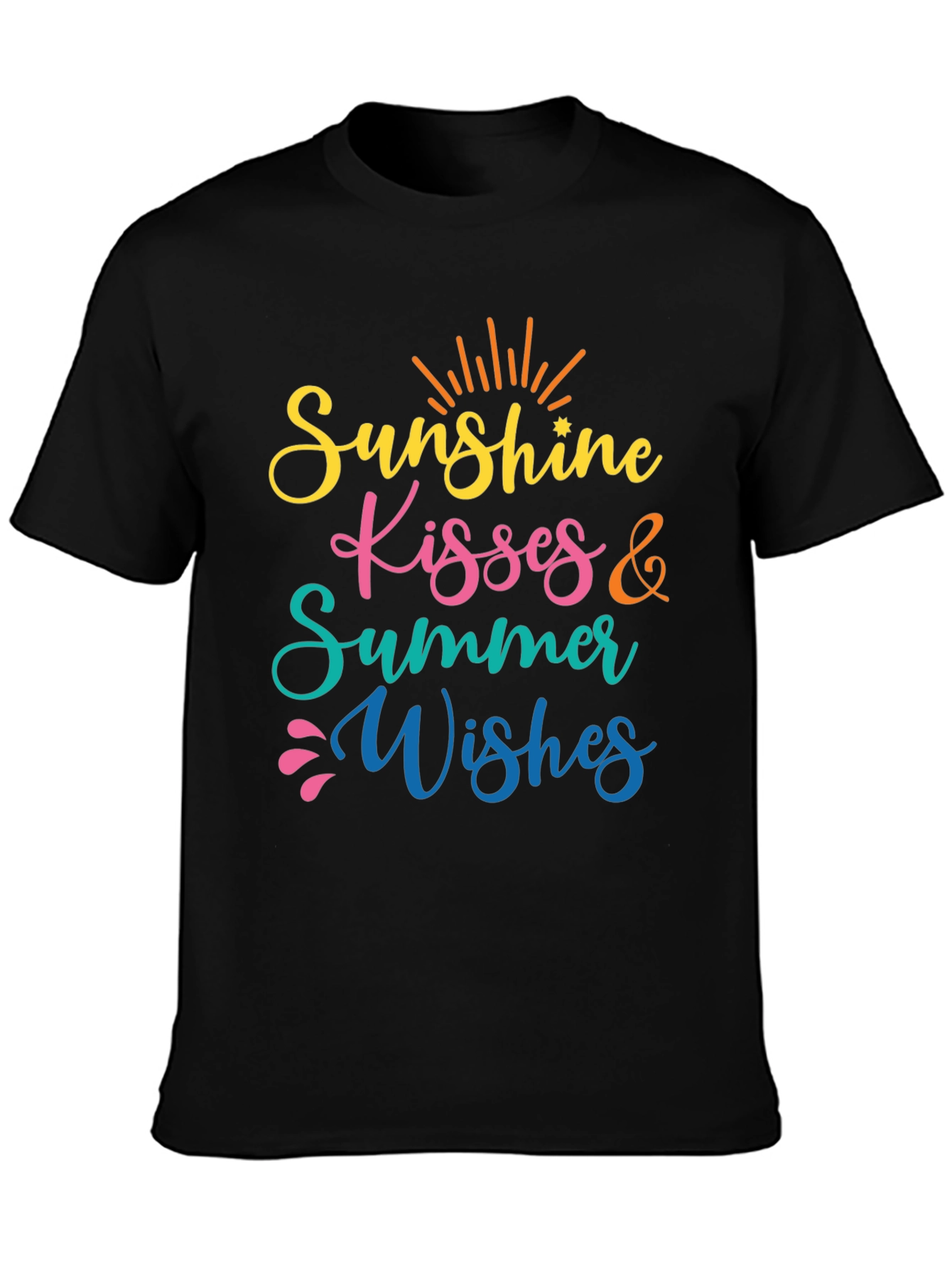 Black Sunshine Kisses Summer Wishes Black Tee view 3