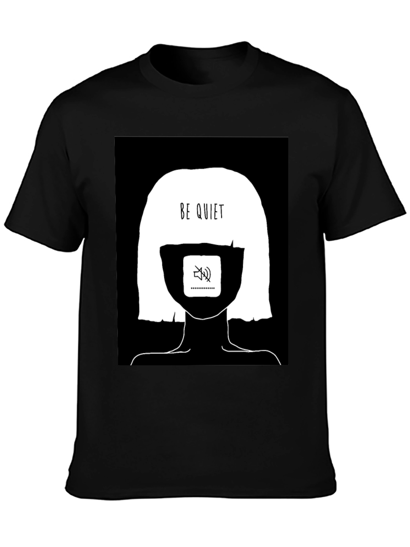 Black Be Quiet Graphic Tee - Black Cotton Unisex view 3