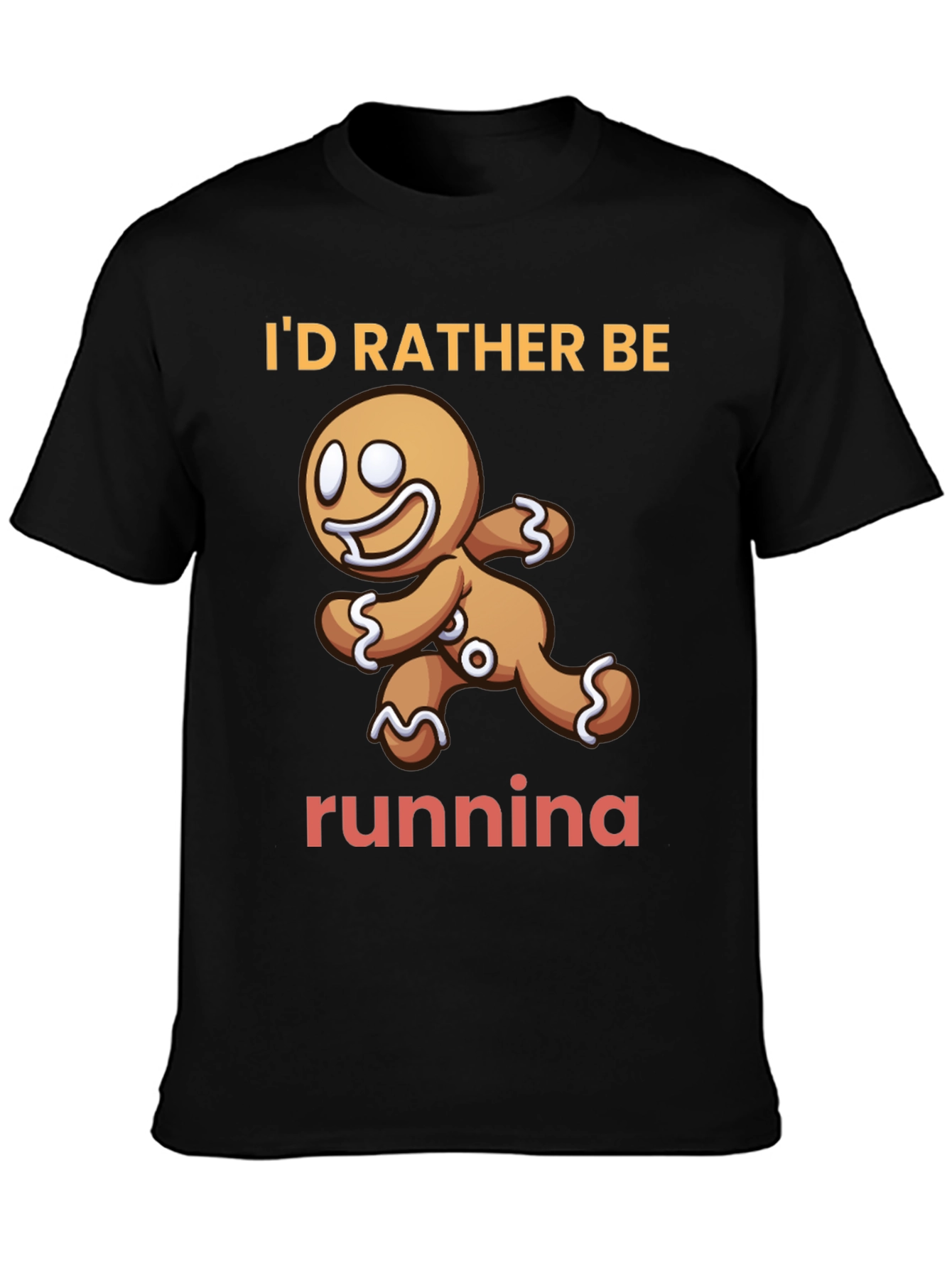 Black Gingerbread Man Running T-Shirt view 3