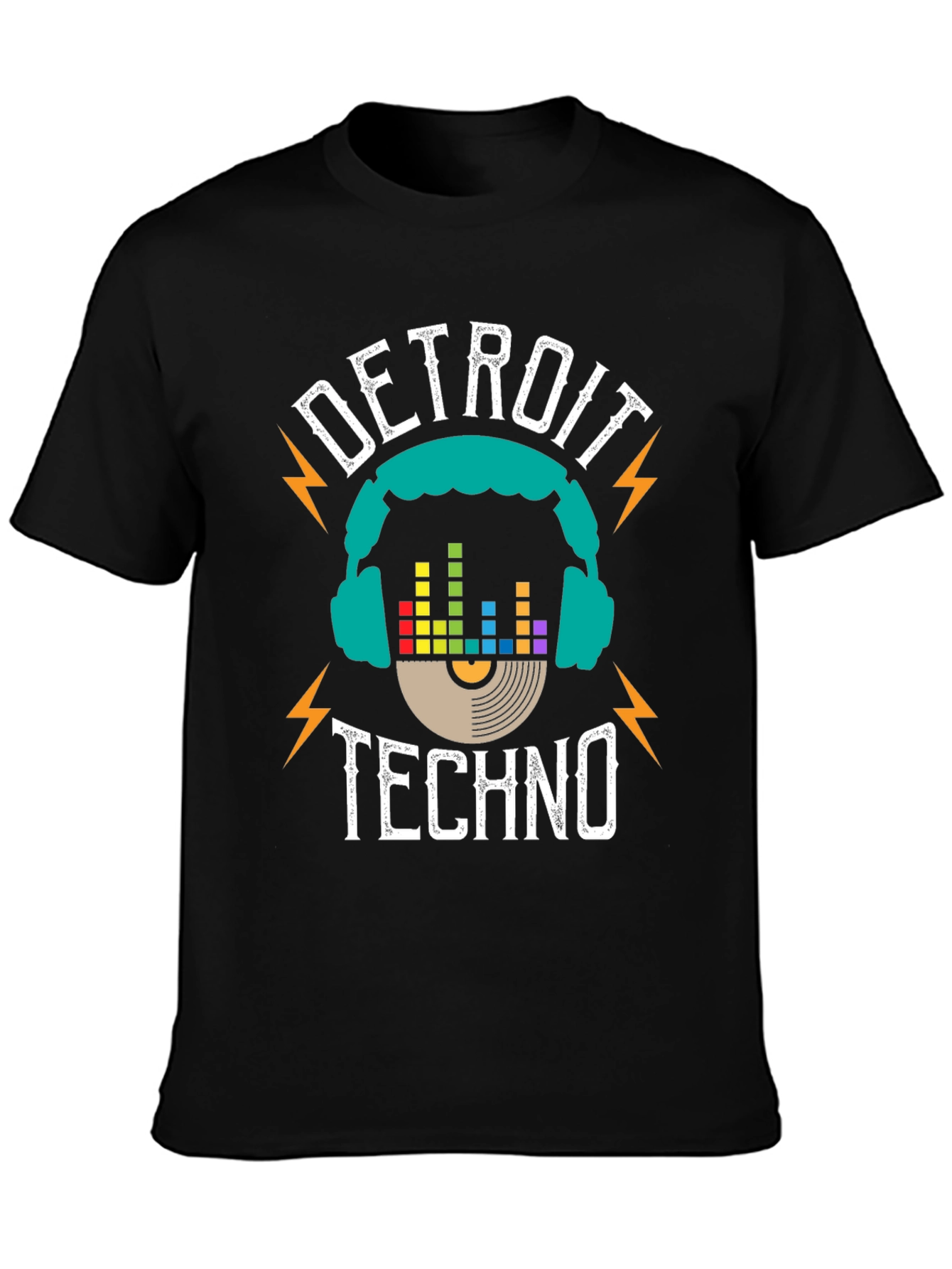 Black Detroit Techno Music T-Shirt view 3