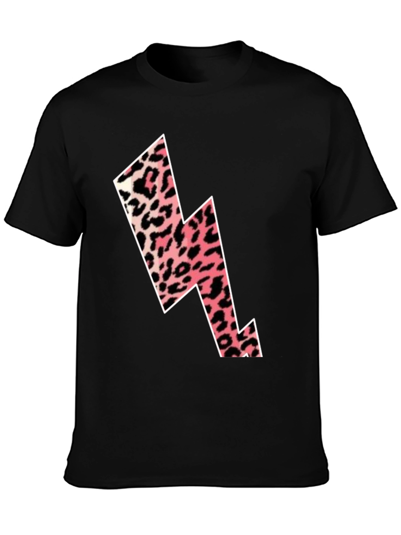Black Trendy Leopard Print Lightning Bolt Graphic Tee view 3