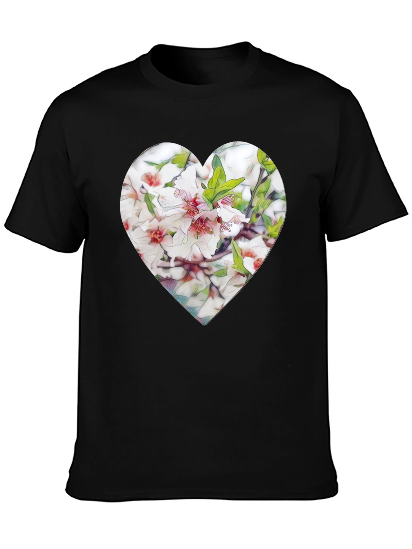 Black Heart Floral Graphic Tee - Stylish Black T-Shirt view 3
