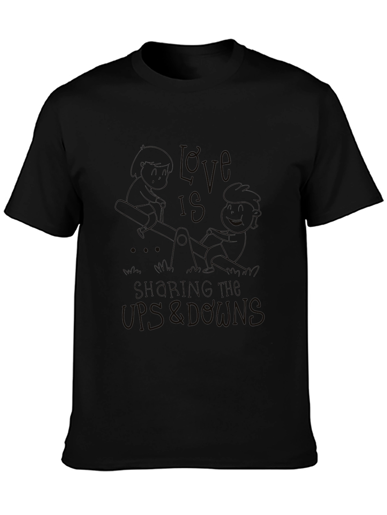 Black Love Sharing Ups & Downs Black Graphic Tee view 3