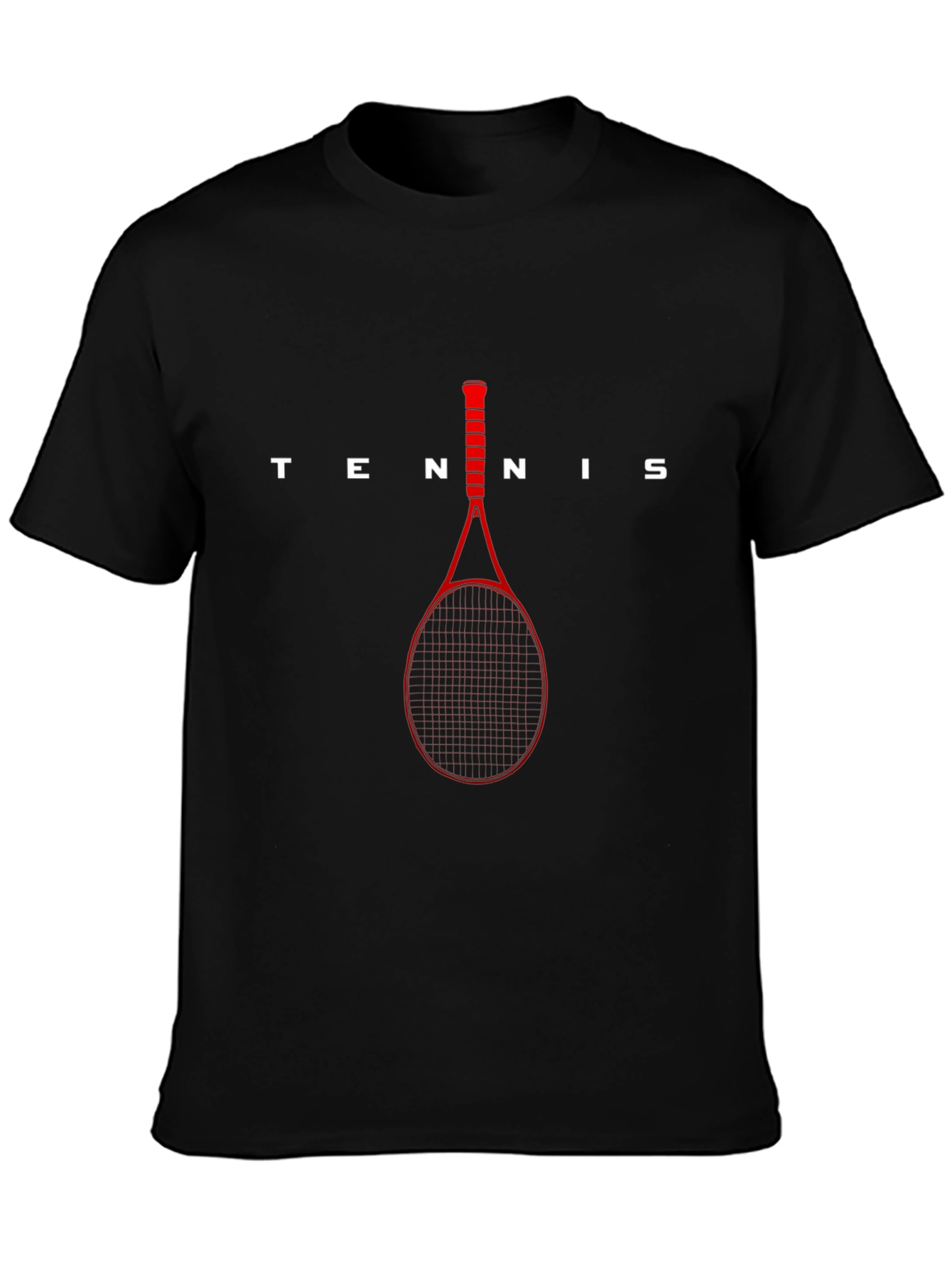 Black Tennis Racket Graphic T-Shirt - Black Cotton Tee view 3