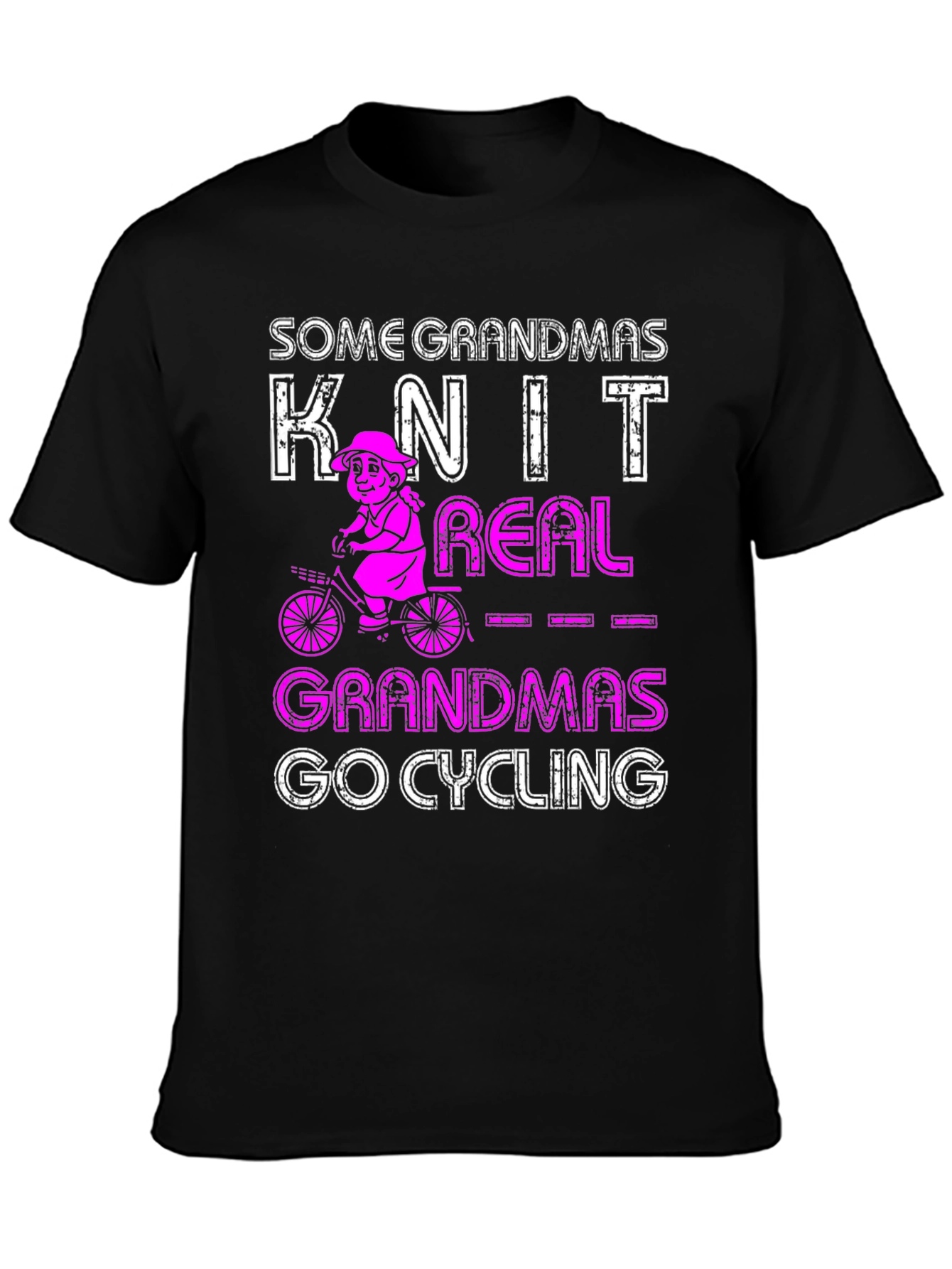Black Cycling Grandma Graphic Tee - Knit vs. Cycle view 3