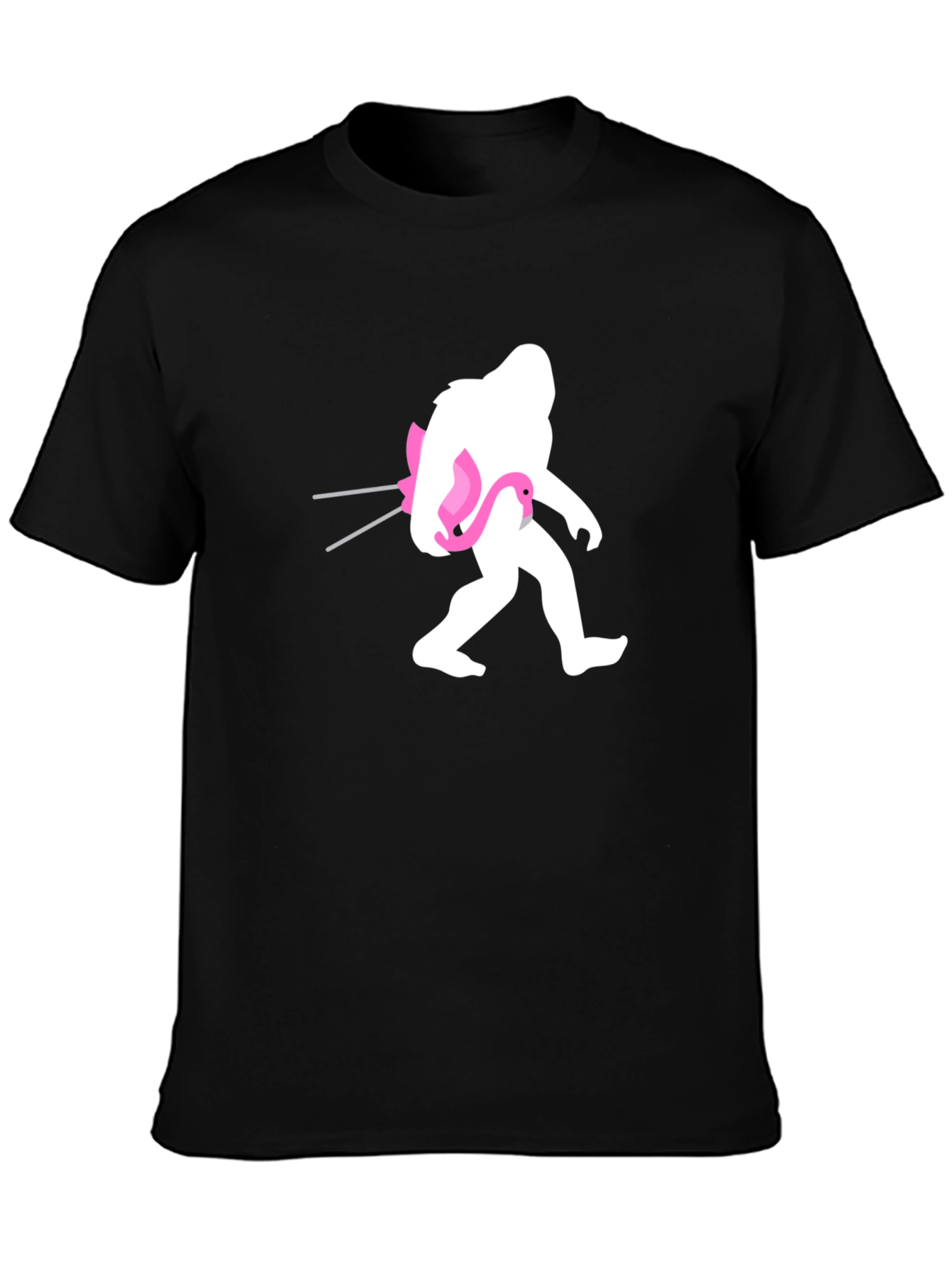 Black Sasquatch Flamingo Black T-Shirt view 3